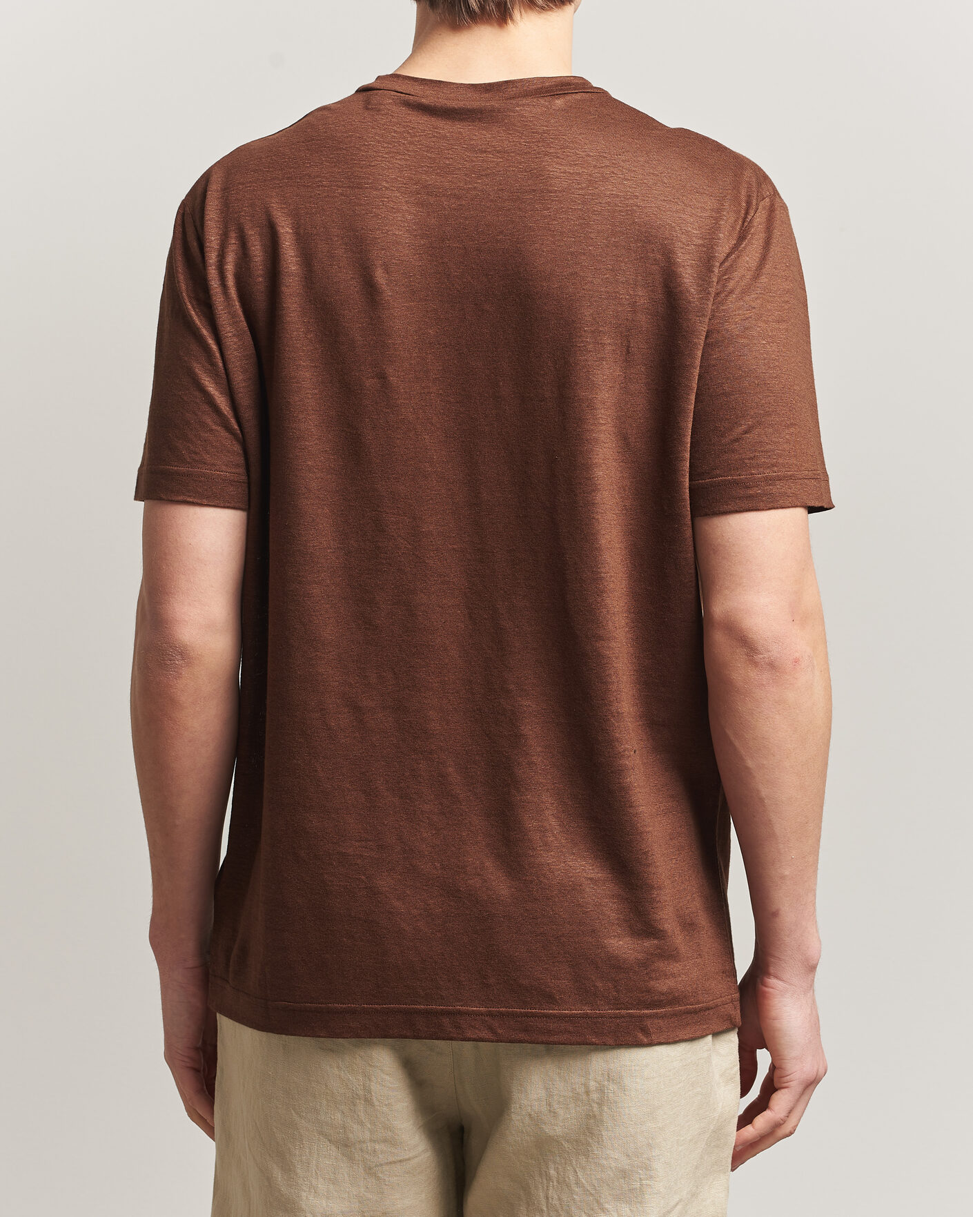 Herr | T-Shirts | Gant | Linen T-Shirt Mahogany Brown