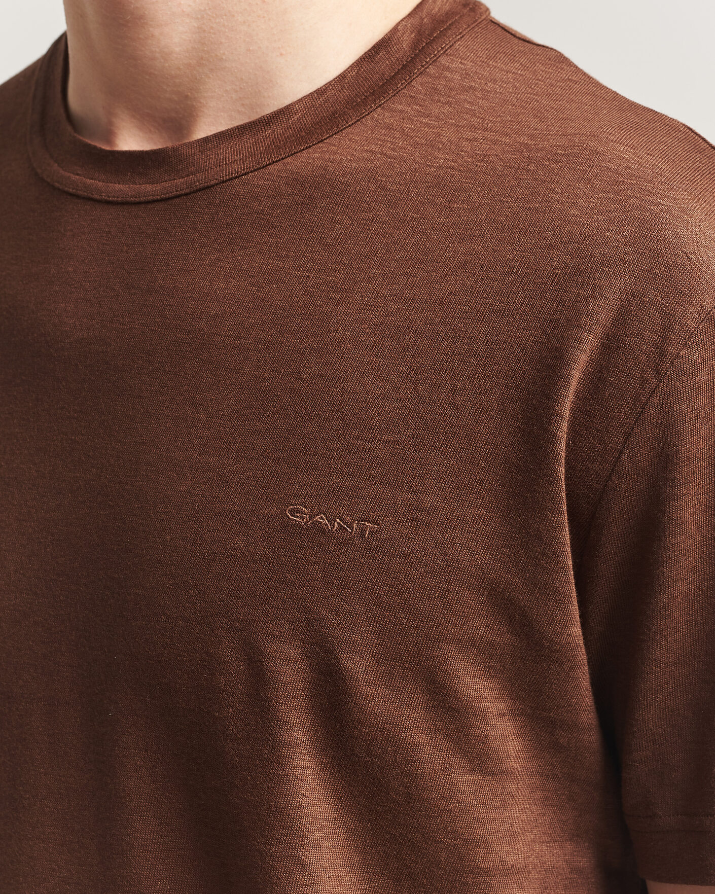 Herr | T-Shirts | Gant | Linen T-Shirt Mahogany Brown