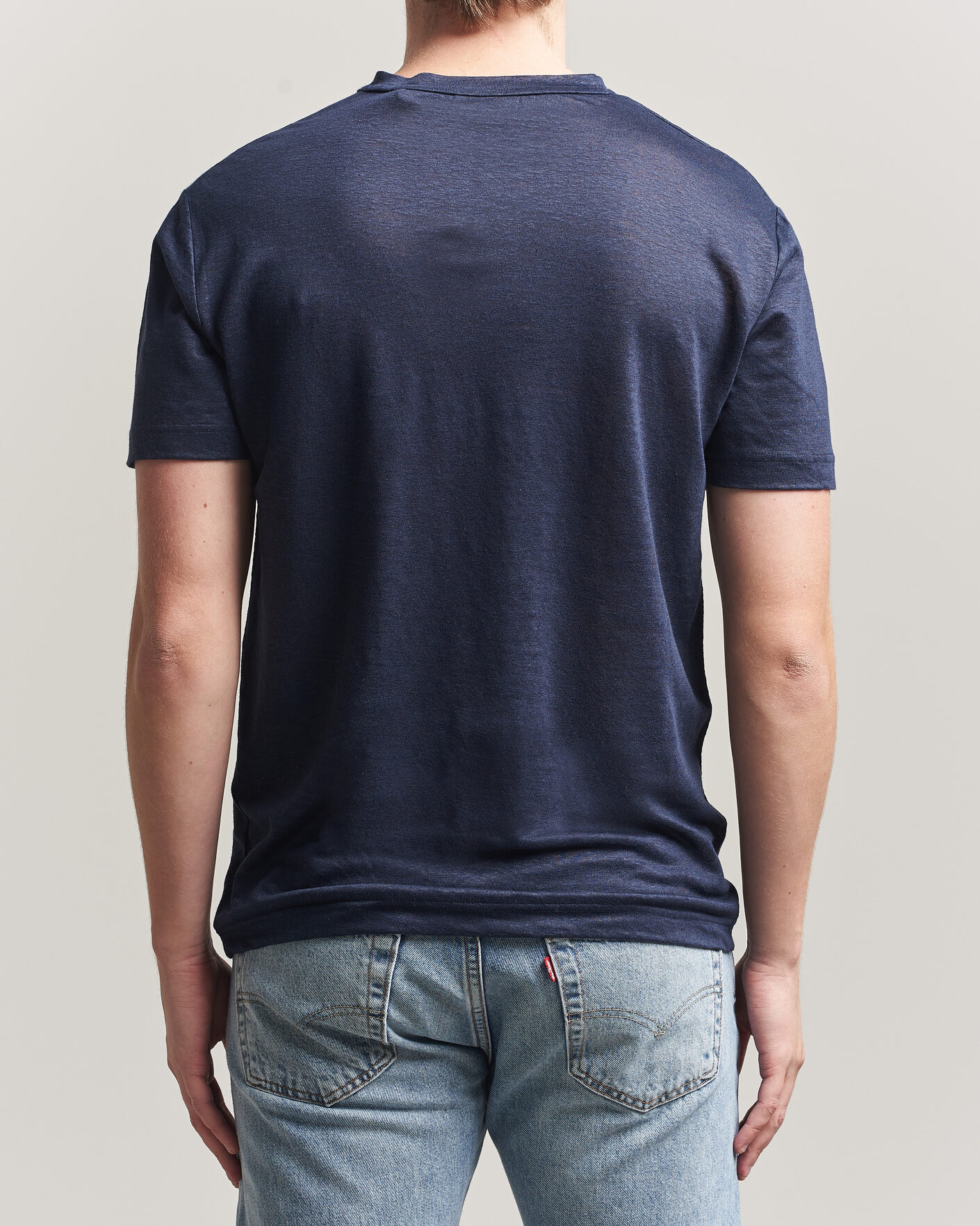 Herr | T-Shirts | GANT | Linen T-Shirt Evening Blue