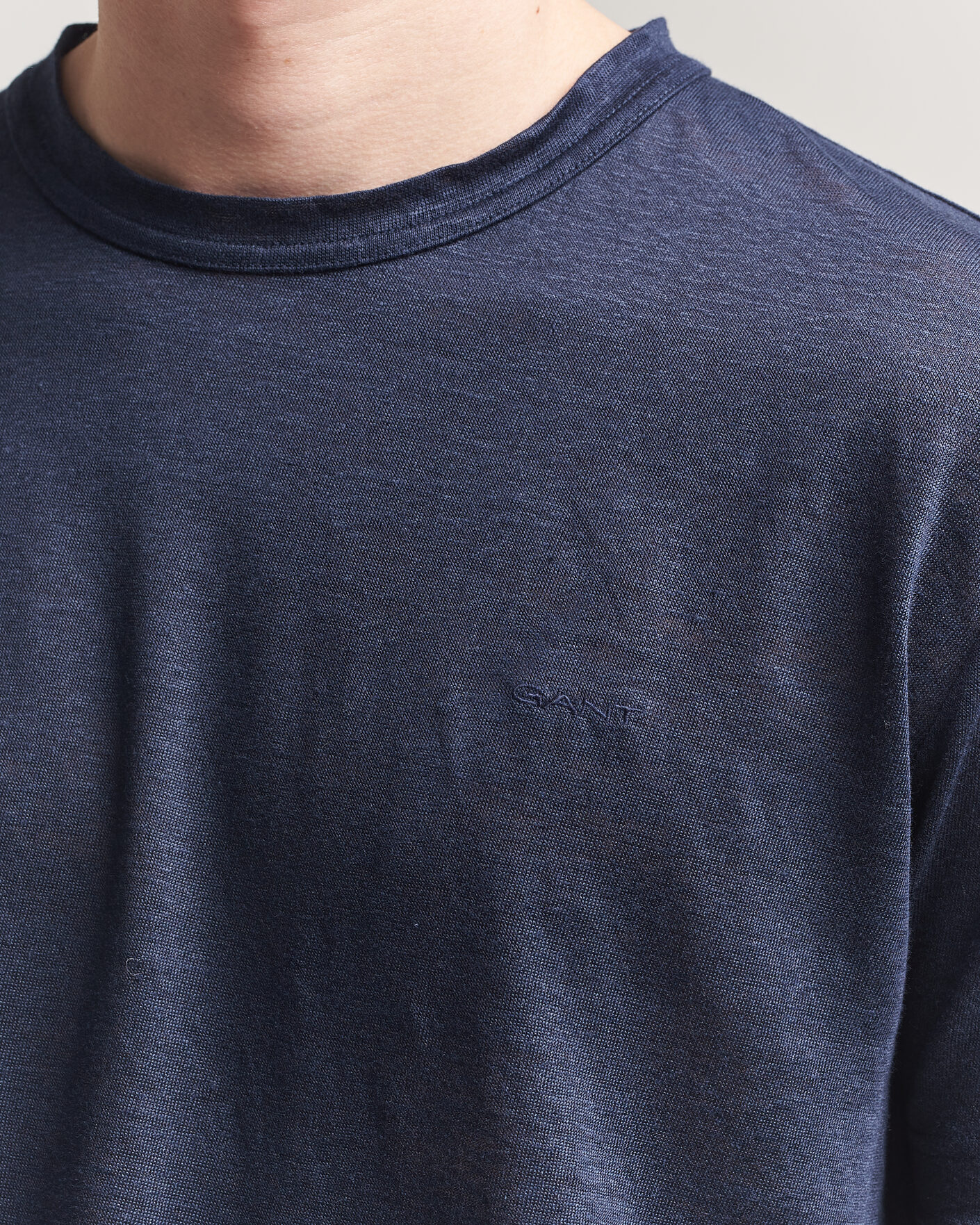 Herr | T-Shirts | Gant | Linen T-Shirt Evening Blue