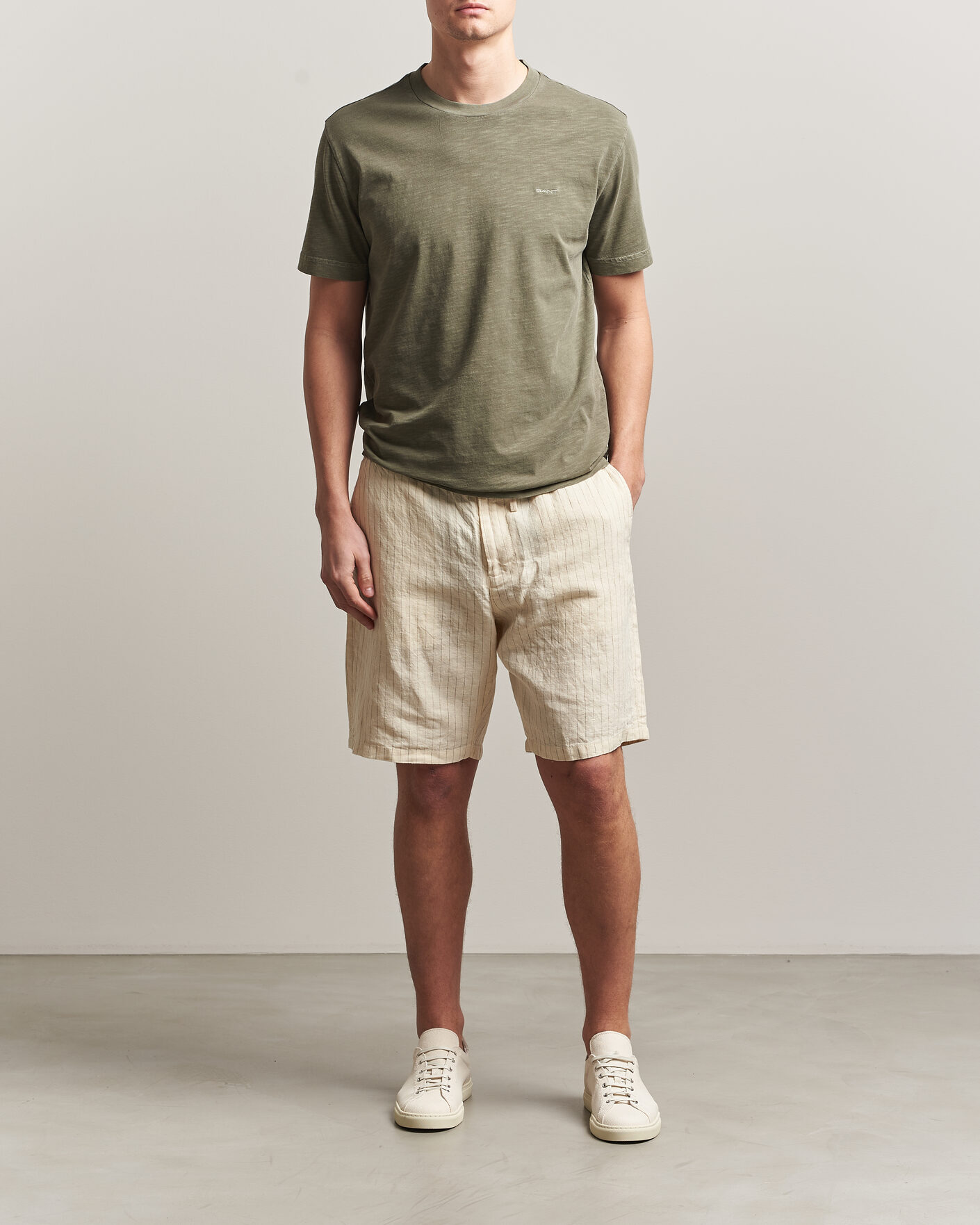 Herr | T-Shirts | Gant | Washed Slub T-Shirt Dry Herb Green