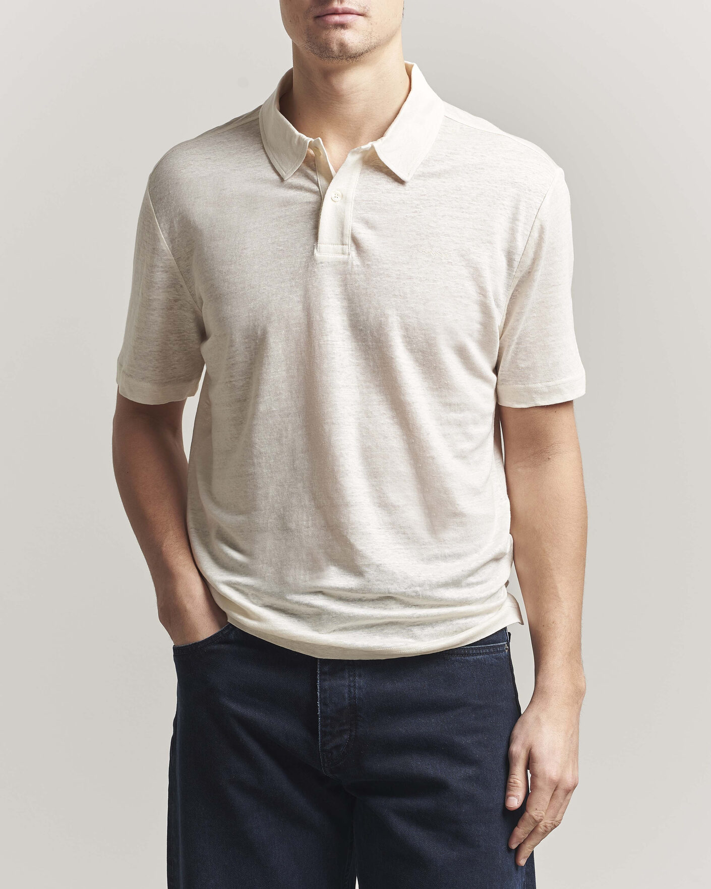 Herr | Pikéer | Gant | Linen Polo Creamed White