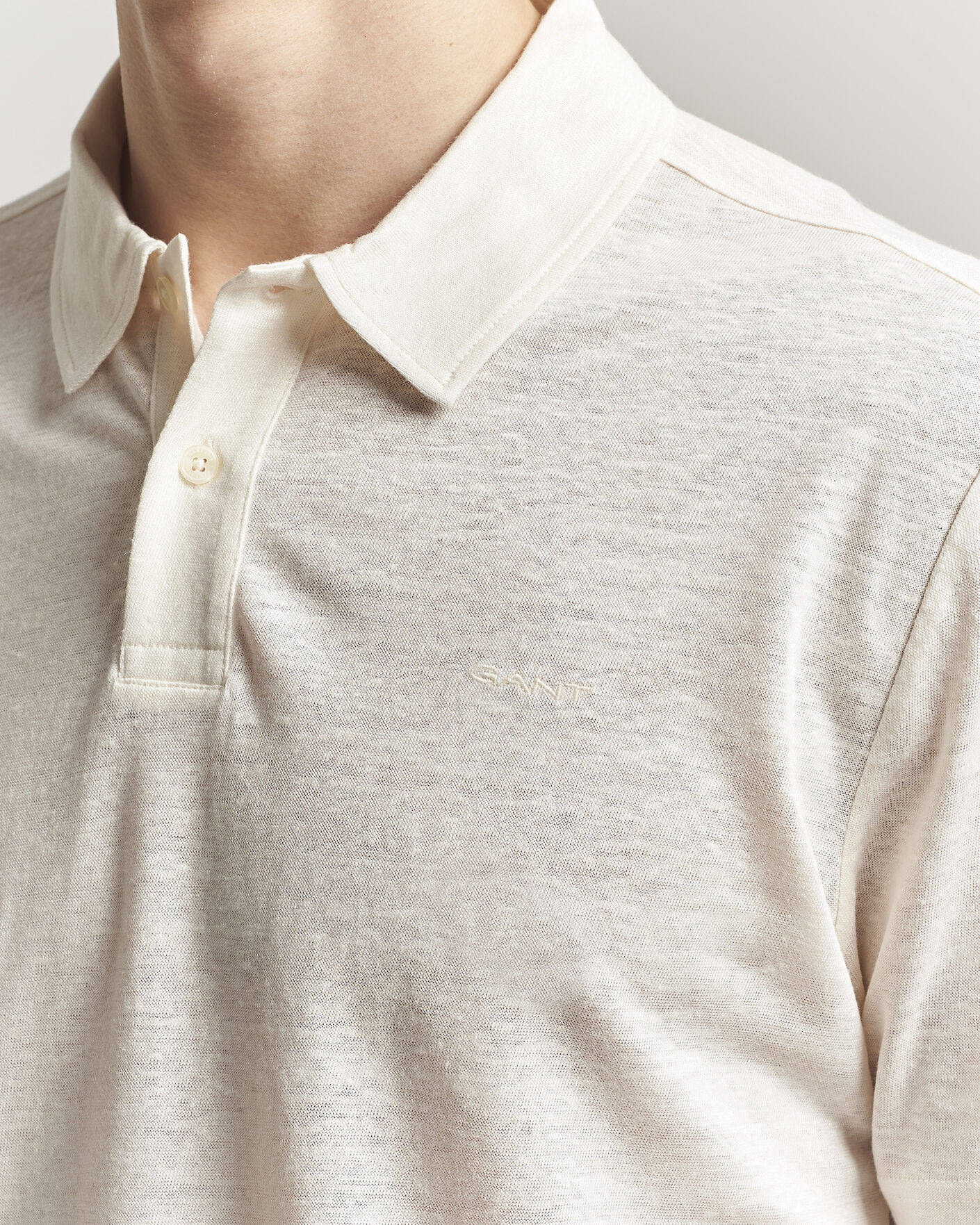 Herr | Pikéer | Gant | Linen Polo Creamed White