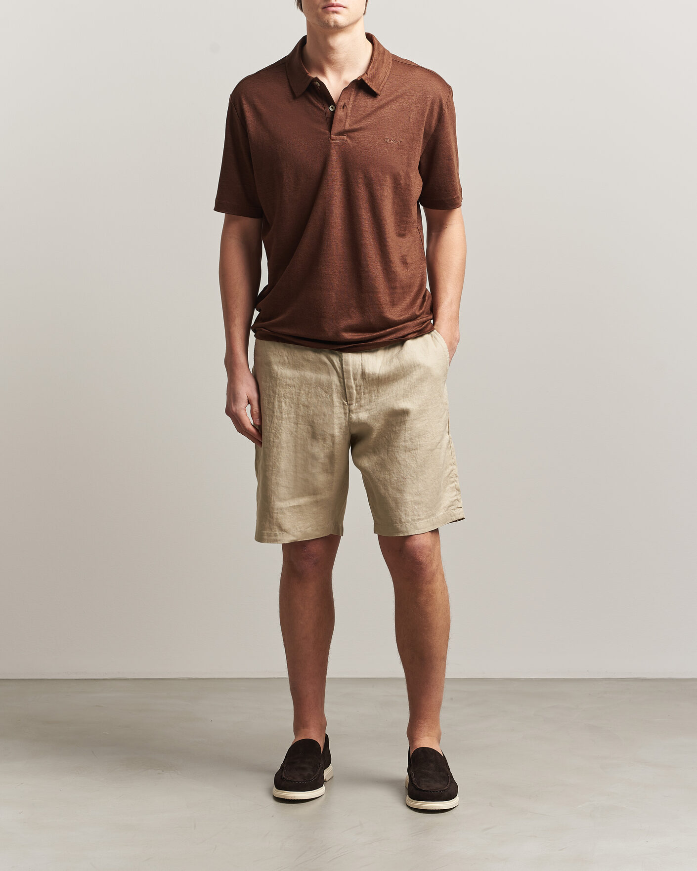 Herr | Pikéer | GANT | Linen Polo Mahogany Brown
