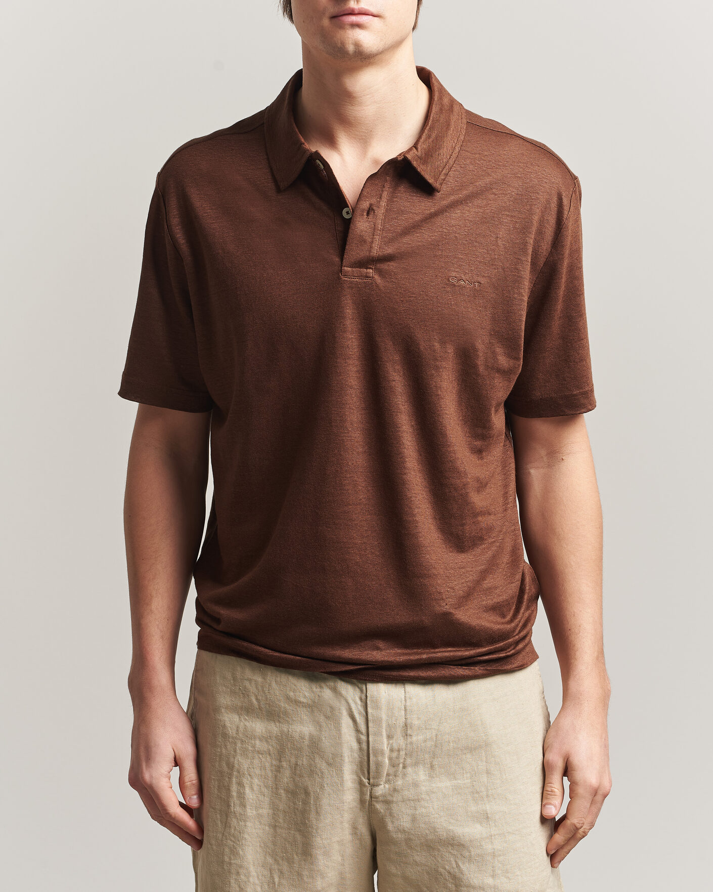 Herr | Pikéer | Gant | Linen Polo Mahogany Brown