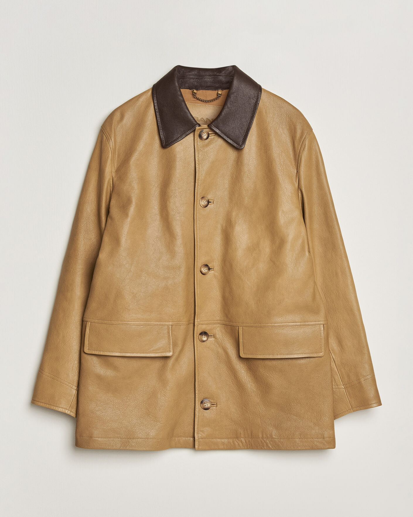 Herr | Jackor | GANT | Leather Decker Jacket Warm Khaki