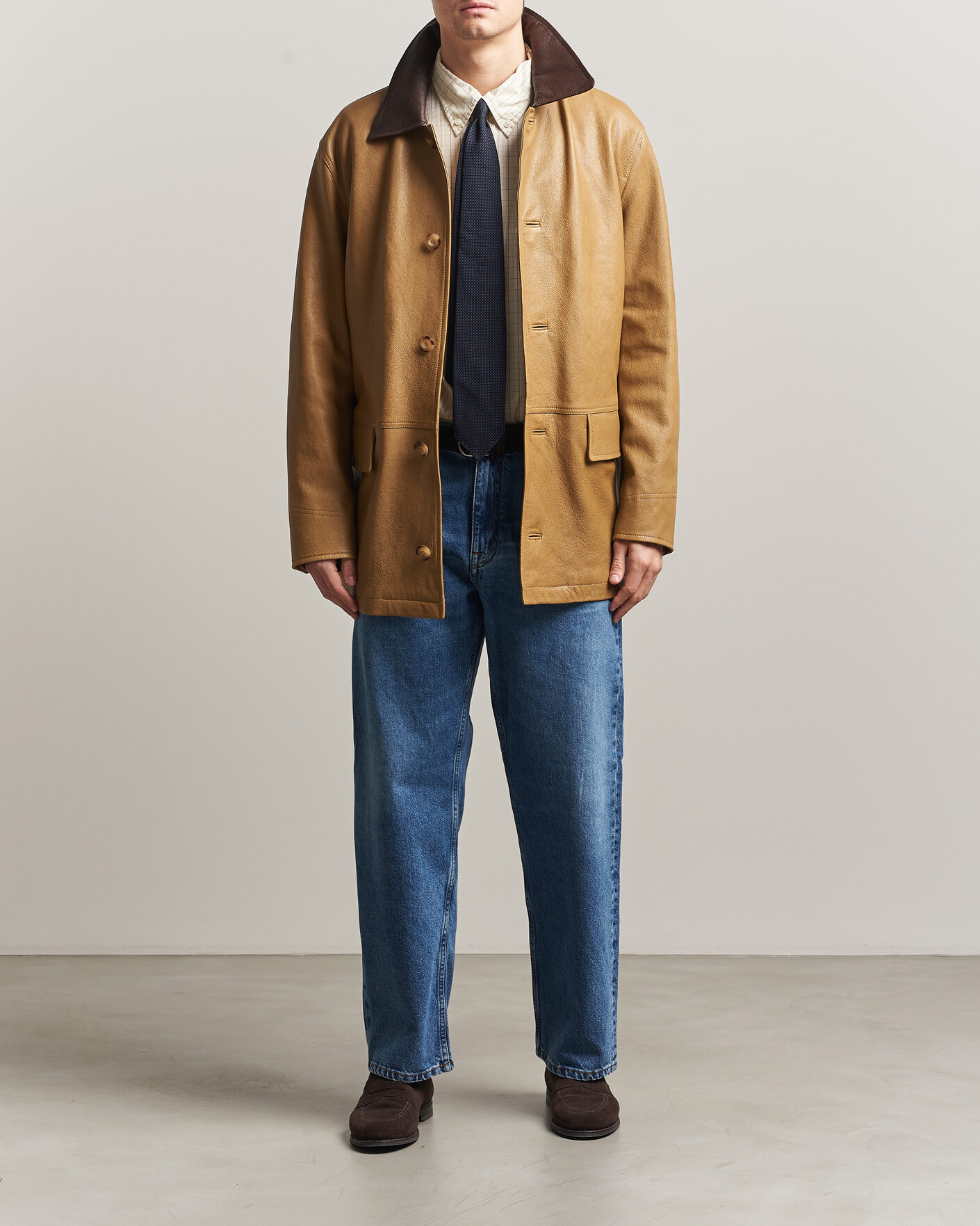 Herr | Jackor | GANT | Leather Decker Jacket Warm Khaki