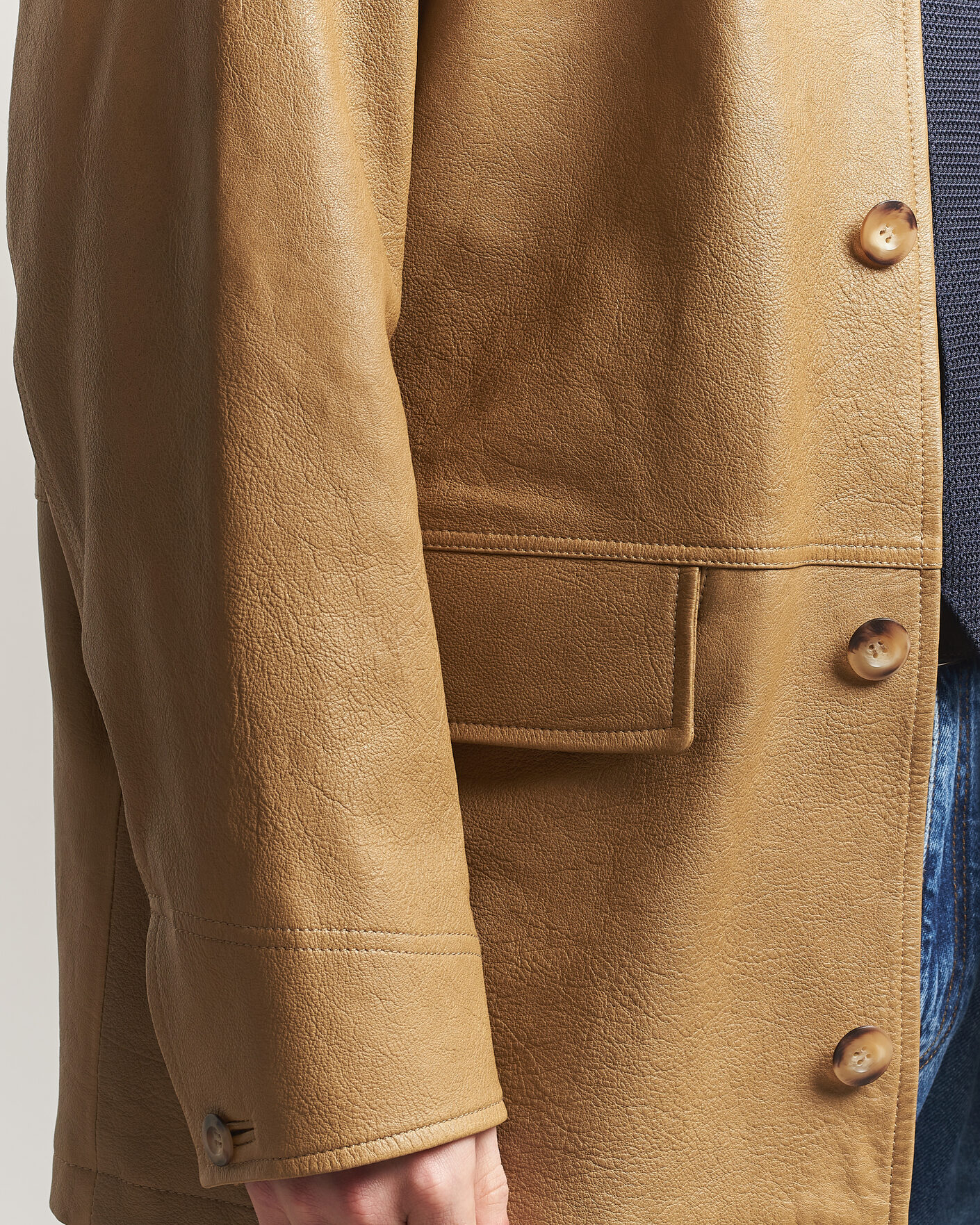 Herr | Jackor | Gant | Leather Decker Jacket Warm Khaki