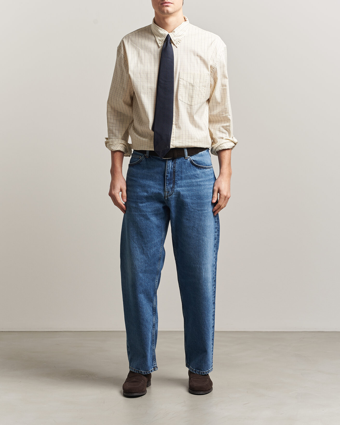 Herr | Skjortor | Gant | Relaxed Fit Dreamy Oxford Checked Shirt Creamed White