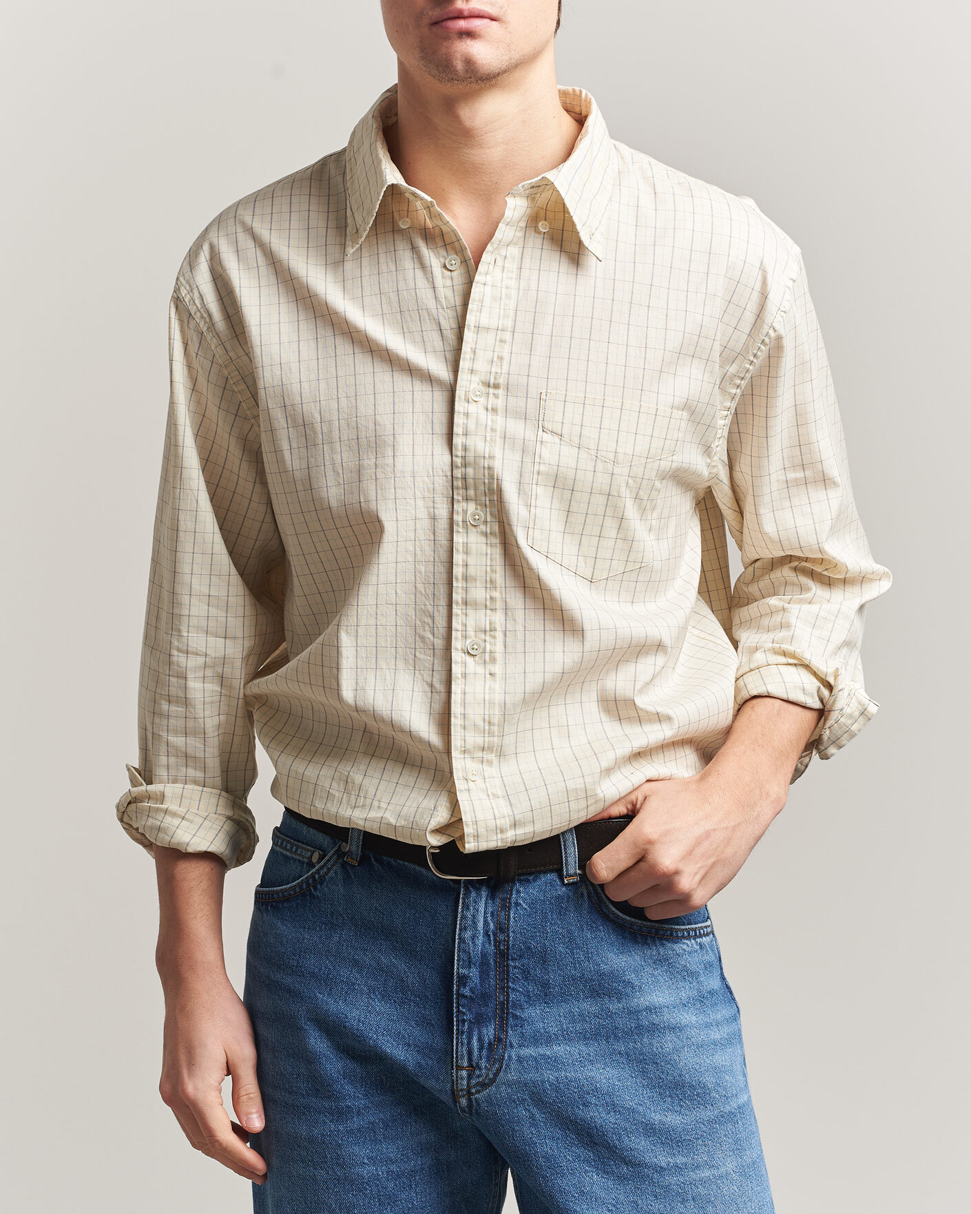 Herr | Skjortor | Gant | Relaxed Fit Dreamy Oxford Checked Shirt Creamed White