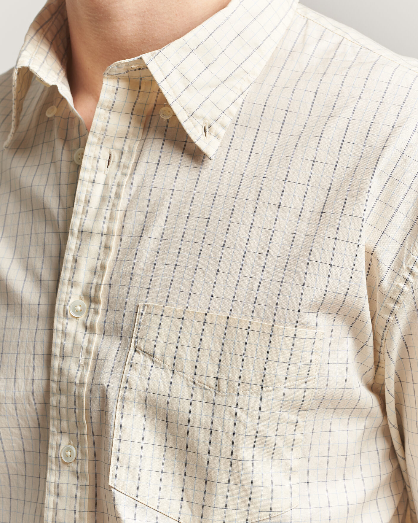 Herr | Skjortor | GANT | Relaxed Fit Dreamy Oxford Checked Shirt Creamed White