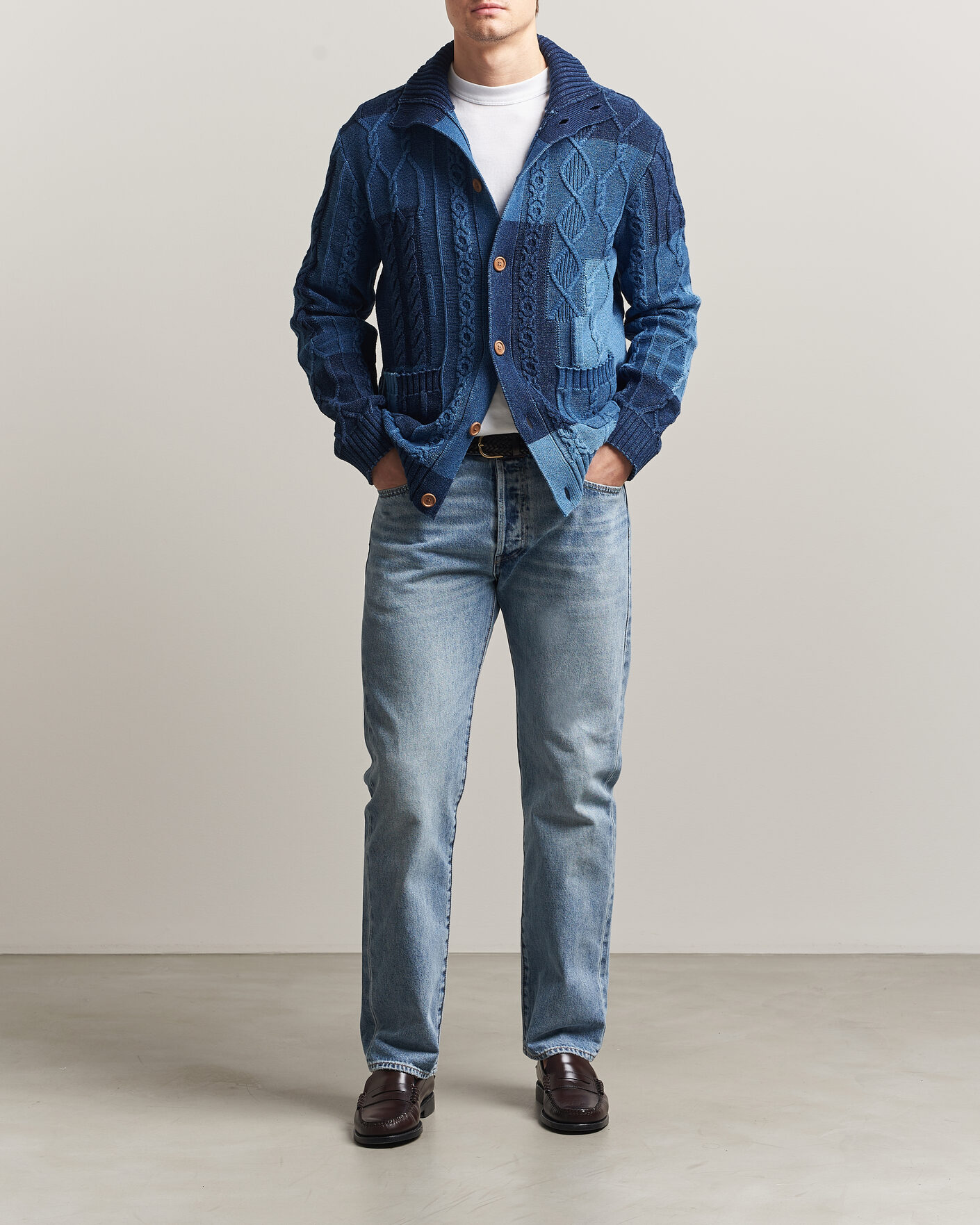 Herr | Tröjor | Gant | Indigo Cotton Cable Cardigan Rich Navy