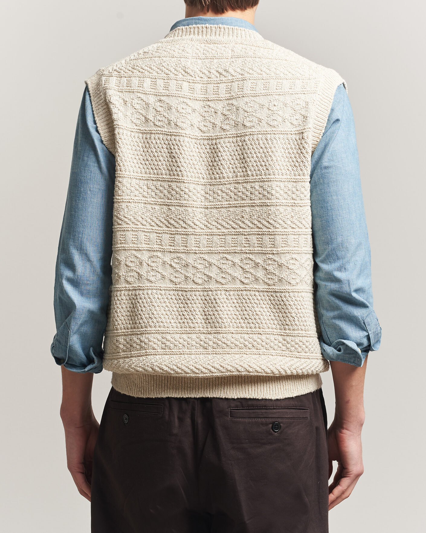 Herr | Tröjor | GANT | Cotton/Linen Textured Vest Creamed White