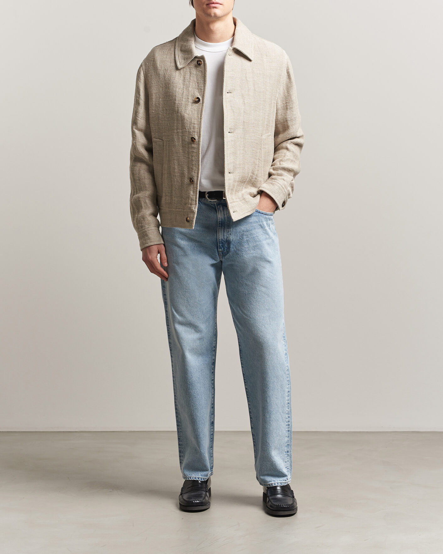 Herr | Jackor | GANT | Washed Linen Jacket Light Taupe