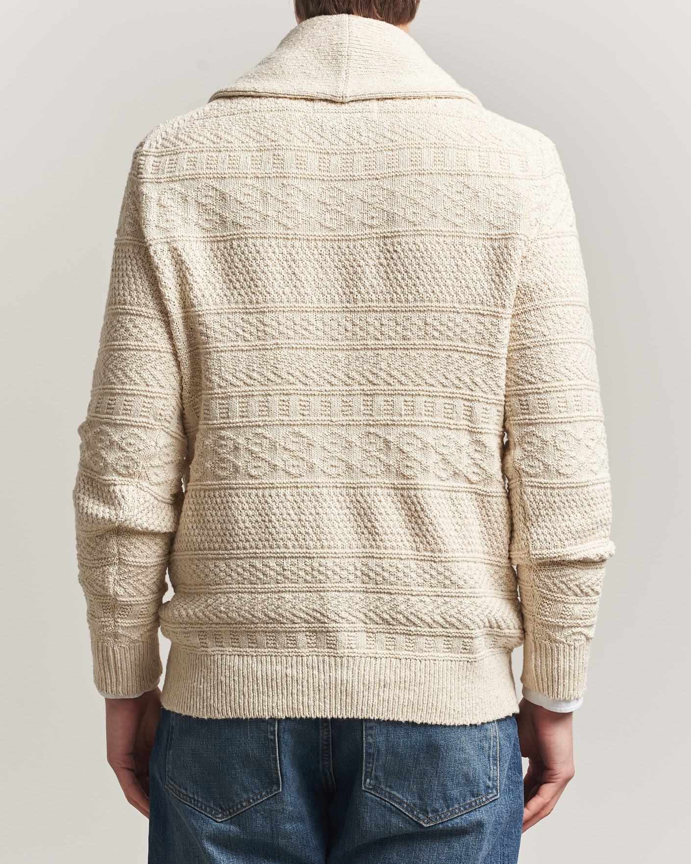 Herr | Tröjor | GANT | Cotton/Linen Textured Cardigan Creamed White