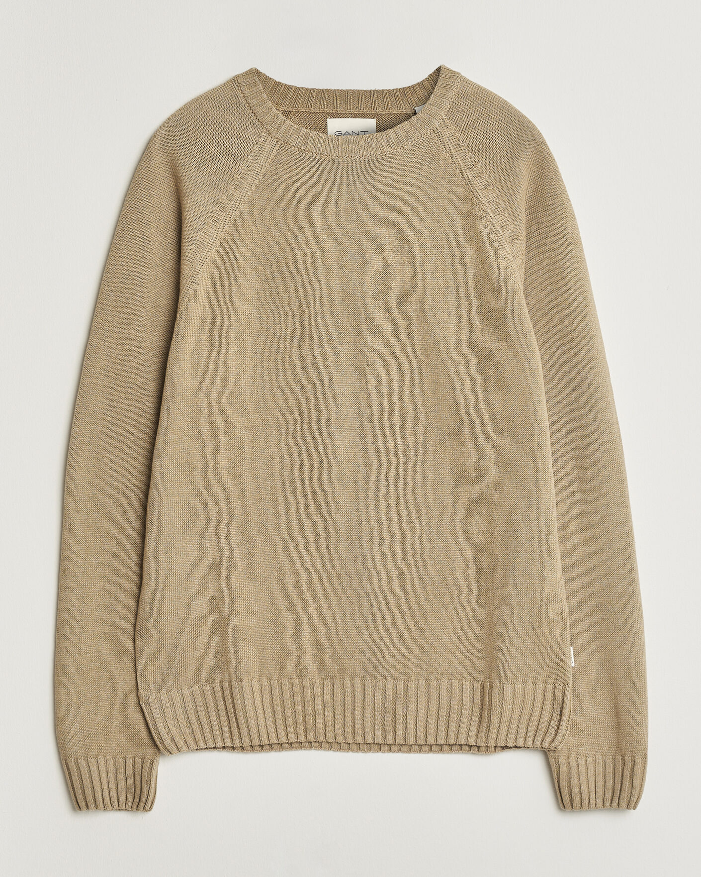 Herr | Tröjor | GANT | Linen/Cotton Crew Neck Sweater Dark Khaki