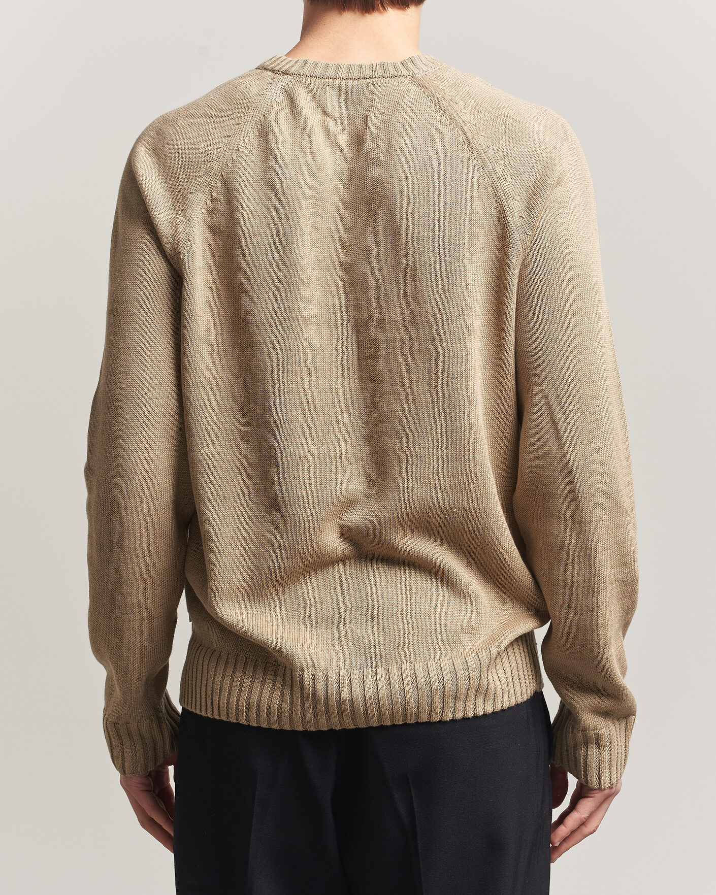 Herr | Tröjor | GANT | Linen/Cotton Crew Neck Sweater Dark Khaki