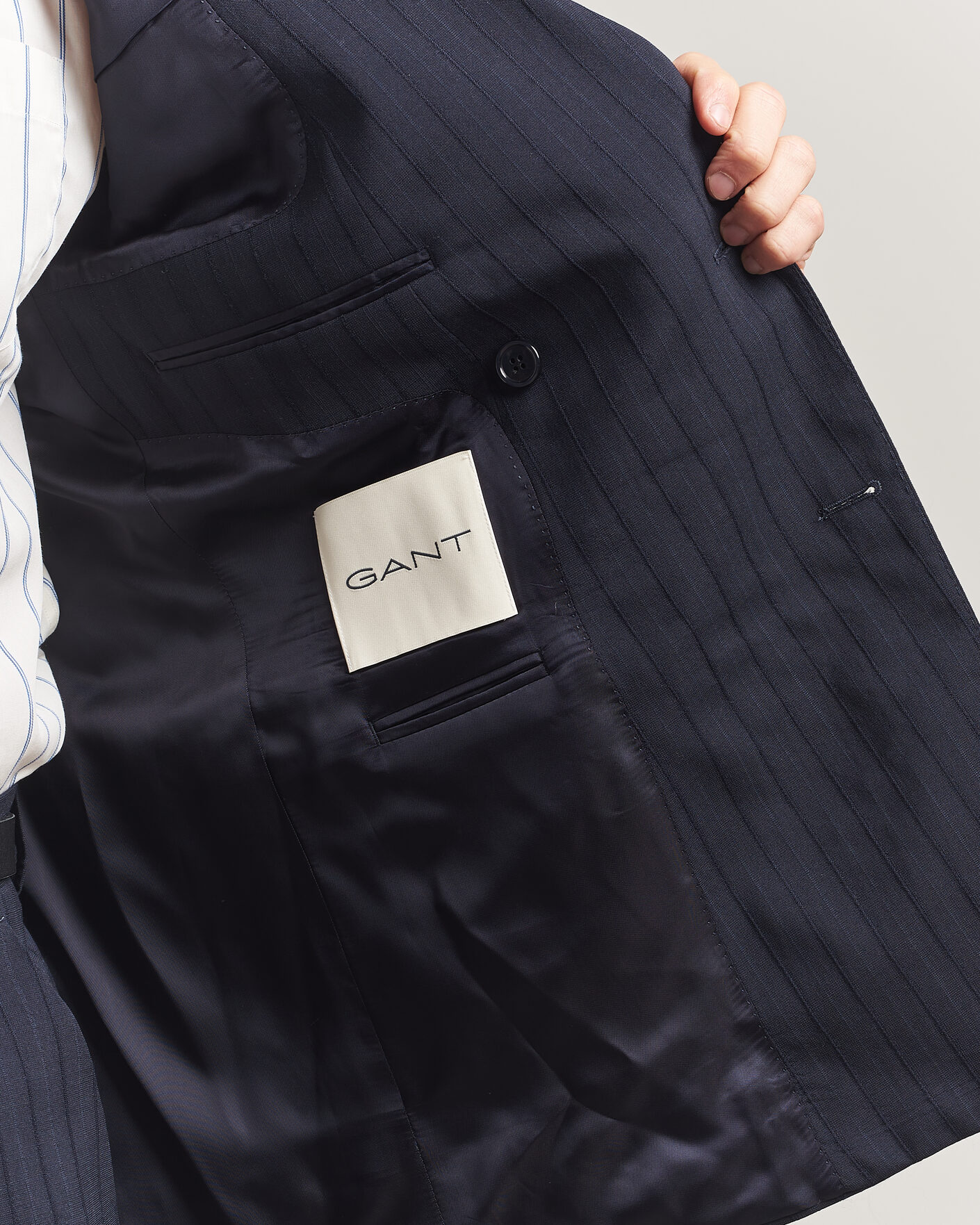 Herr | Kavajer | Gant | Tonal Pinstriped Suit Blazer Evening Blue