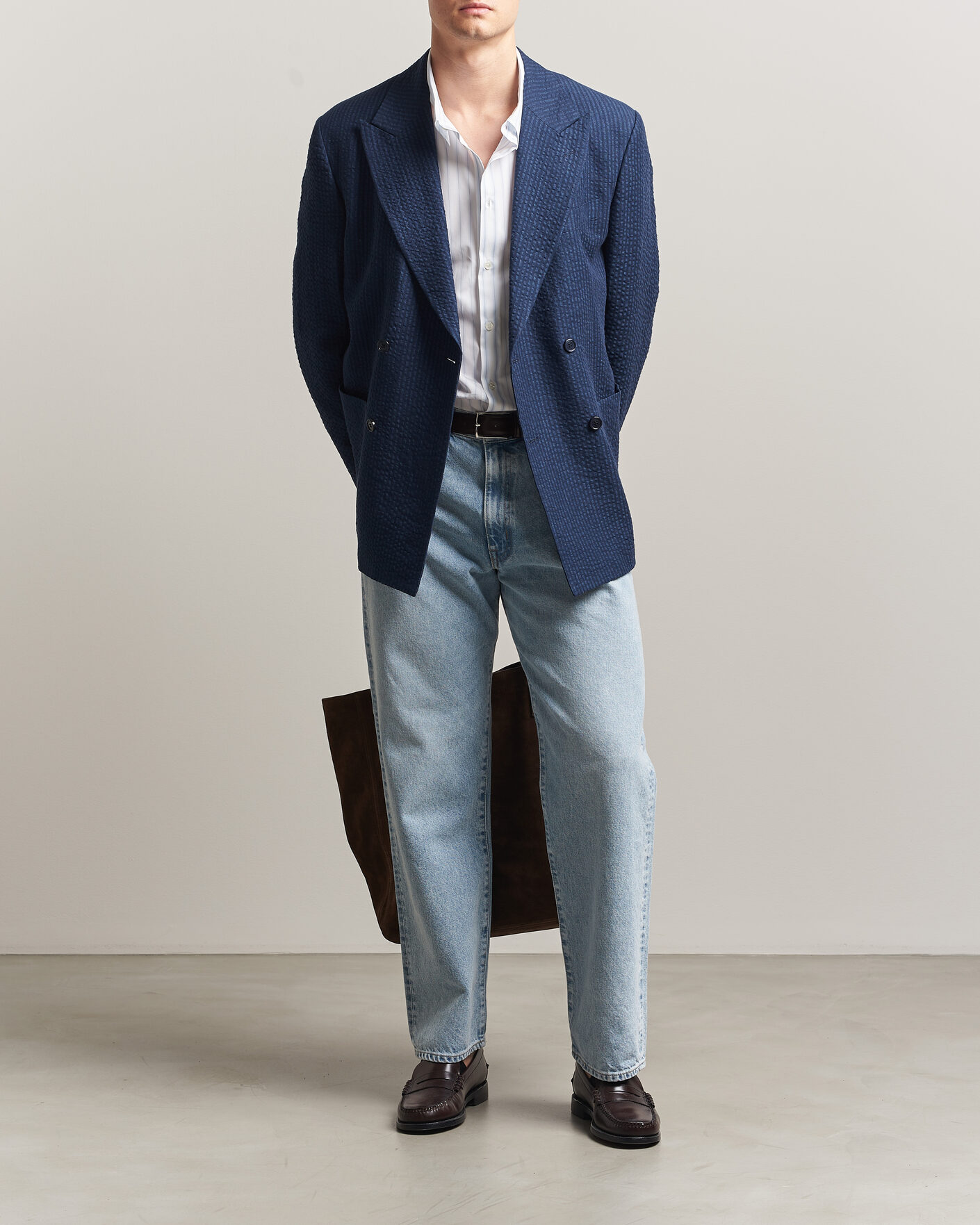 Herr | Kavajer | Gant | Linen Indigo Seersucker Blazer Bid Blue