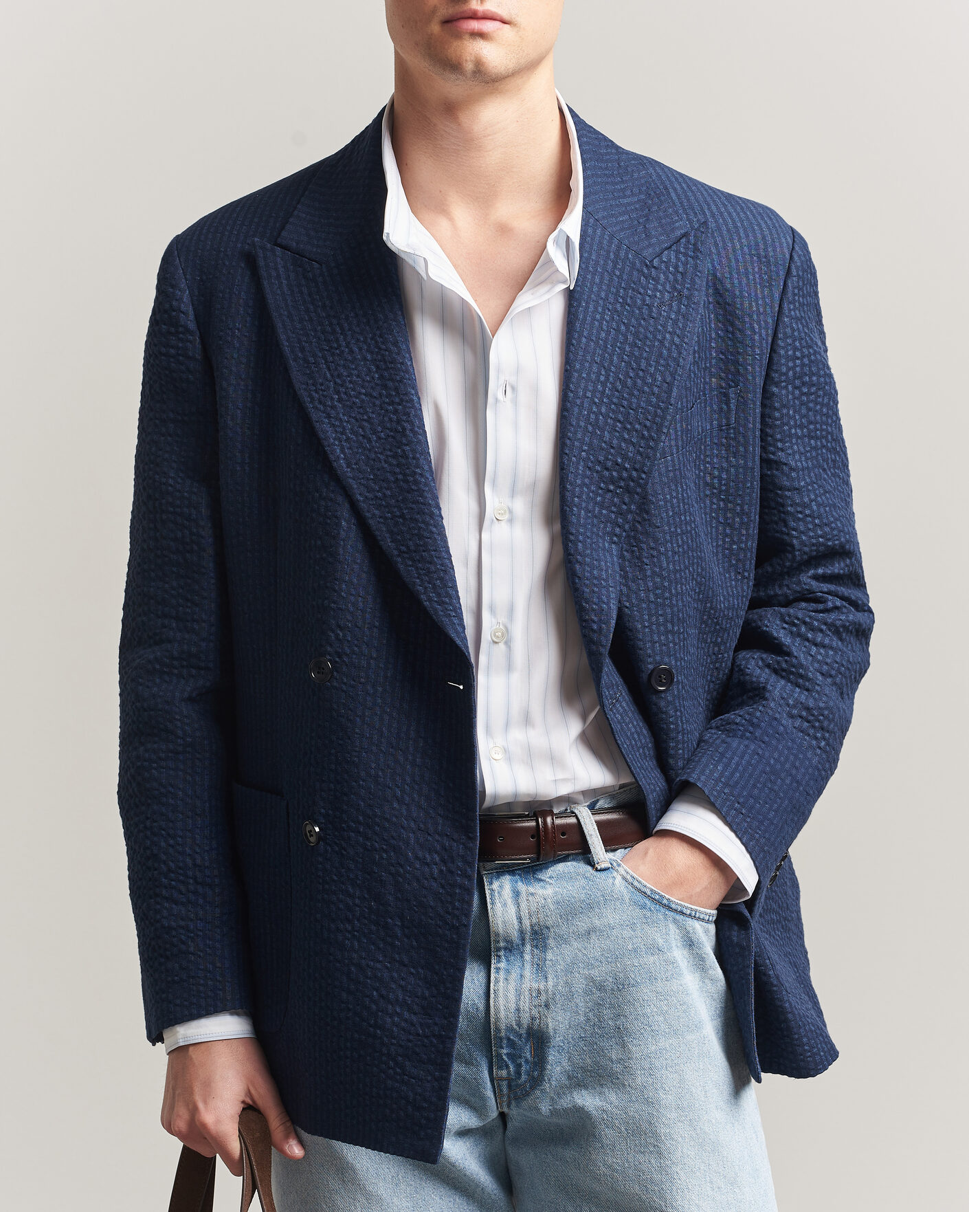 Herr | Kavajer | Gant | Linen Indigo Seersucker Blazer Bid Blue