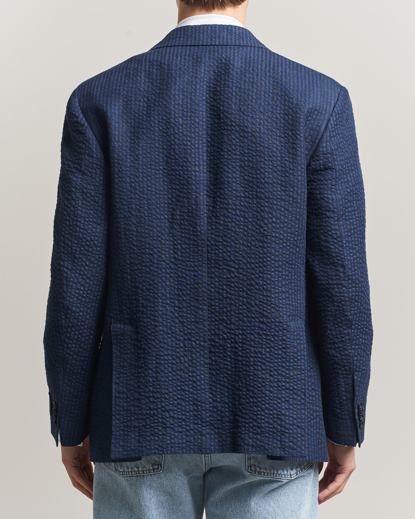Herr | Kavajer | Gant | Linen Indigo Seersucker Blazer Bid Blue