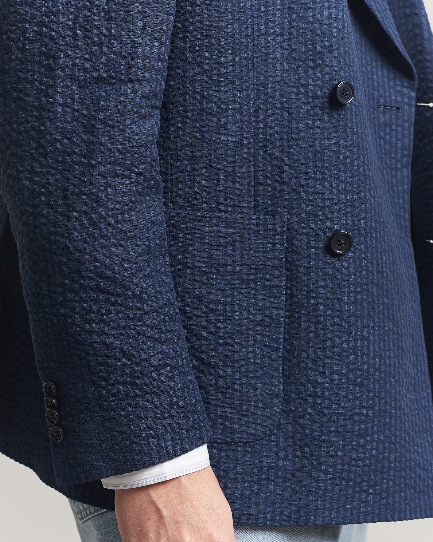 Herr | Kavajer | Gant | Linen Indigo Seersucker Blazer Bid Blue
