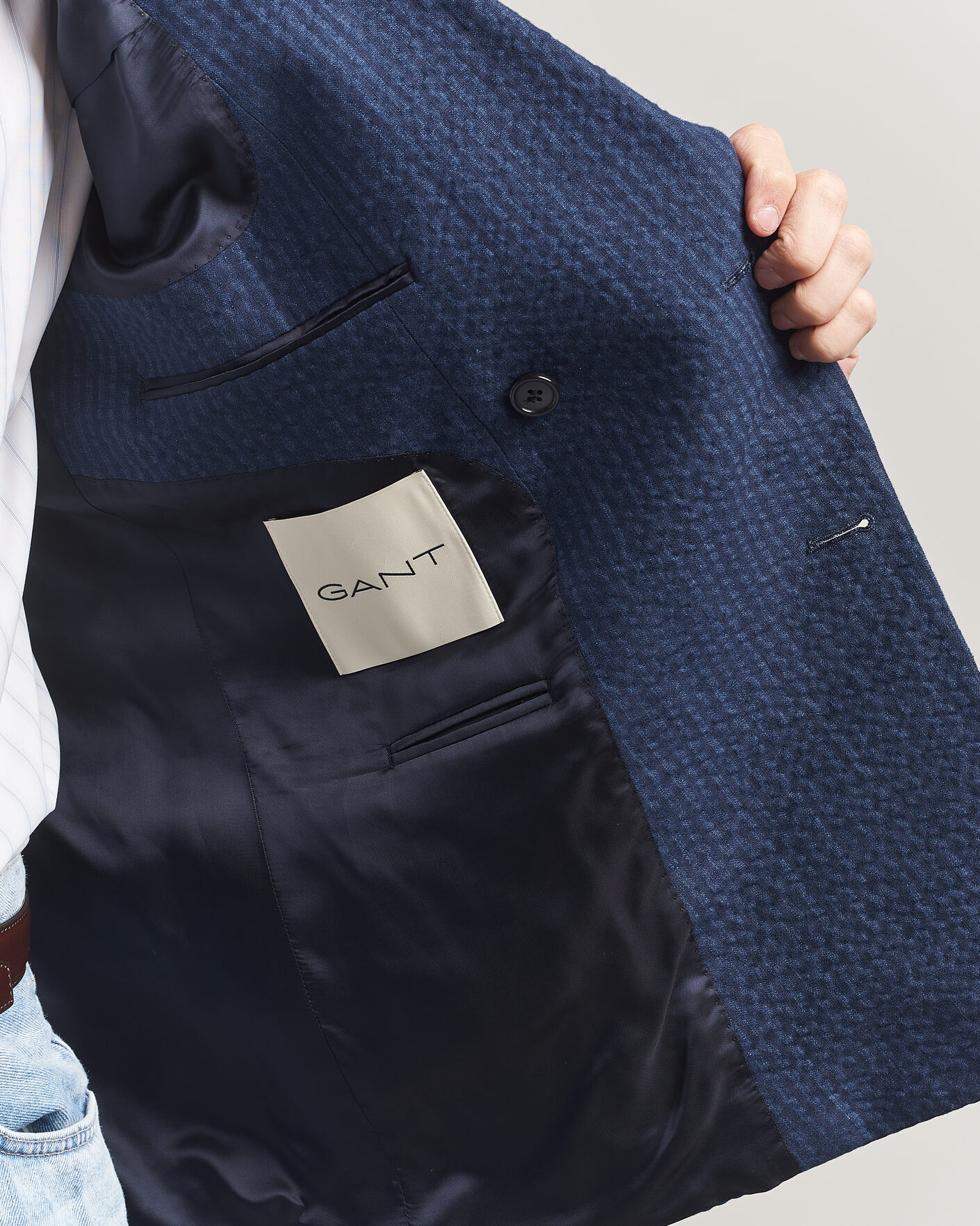 Herr | Kavajer | Gant | Linen Indigo Seersucker Blazer Bid Blue