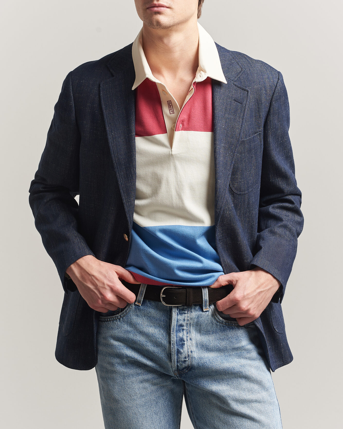Herr | Kavajer | Gant | Cotton Indigo Club Blazer Dark Blue Raw