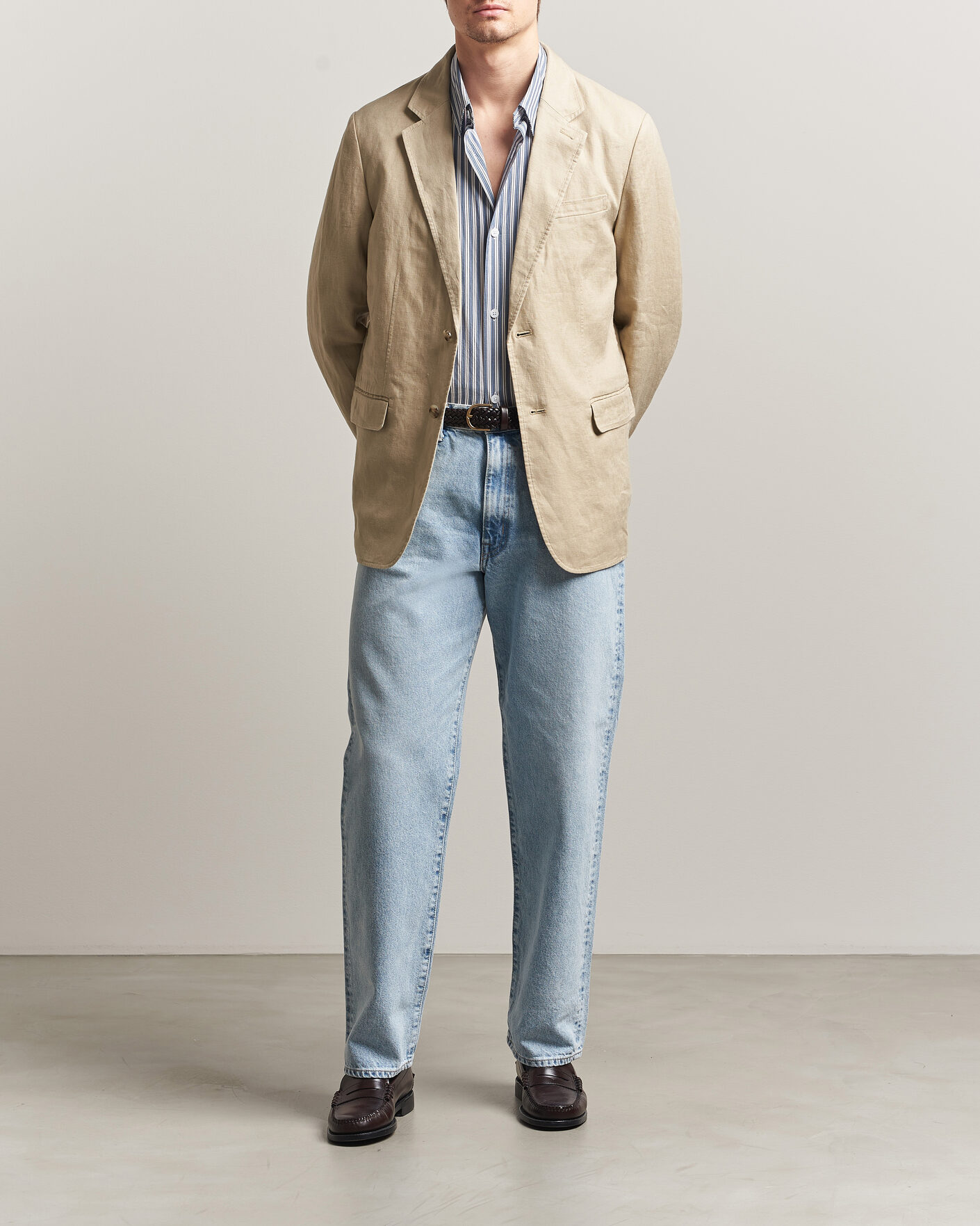 Herr | Kavajer | Gant | Garment Dyed Linen Blazer Oat Beige