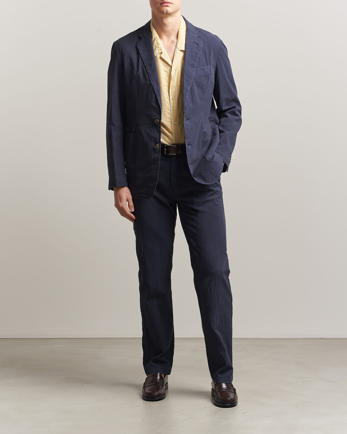 Herr | Kavajer | Gant | Garment Dyed Seersucker Blazer Evening Blue