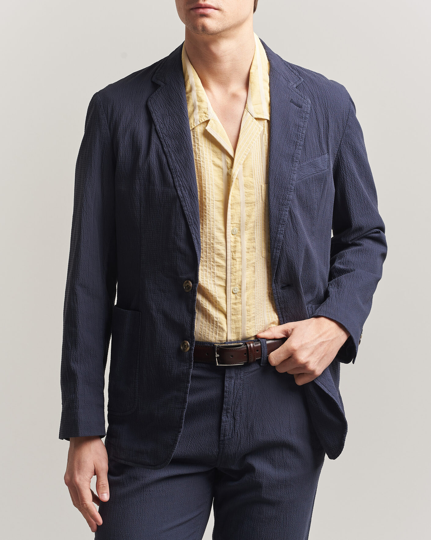 Herr | Kavajer | Gant | Garment Dyed Seersucker Blazer Evening Blue