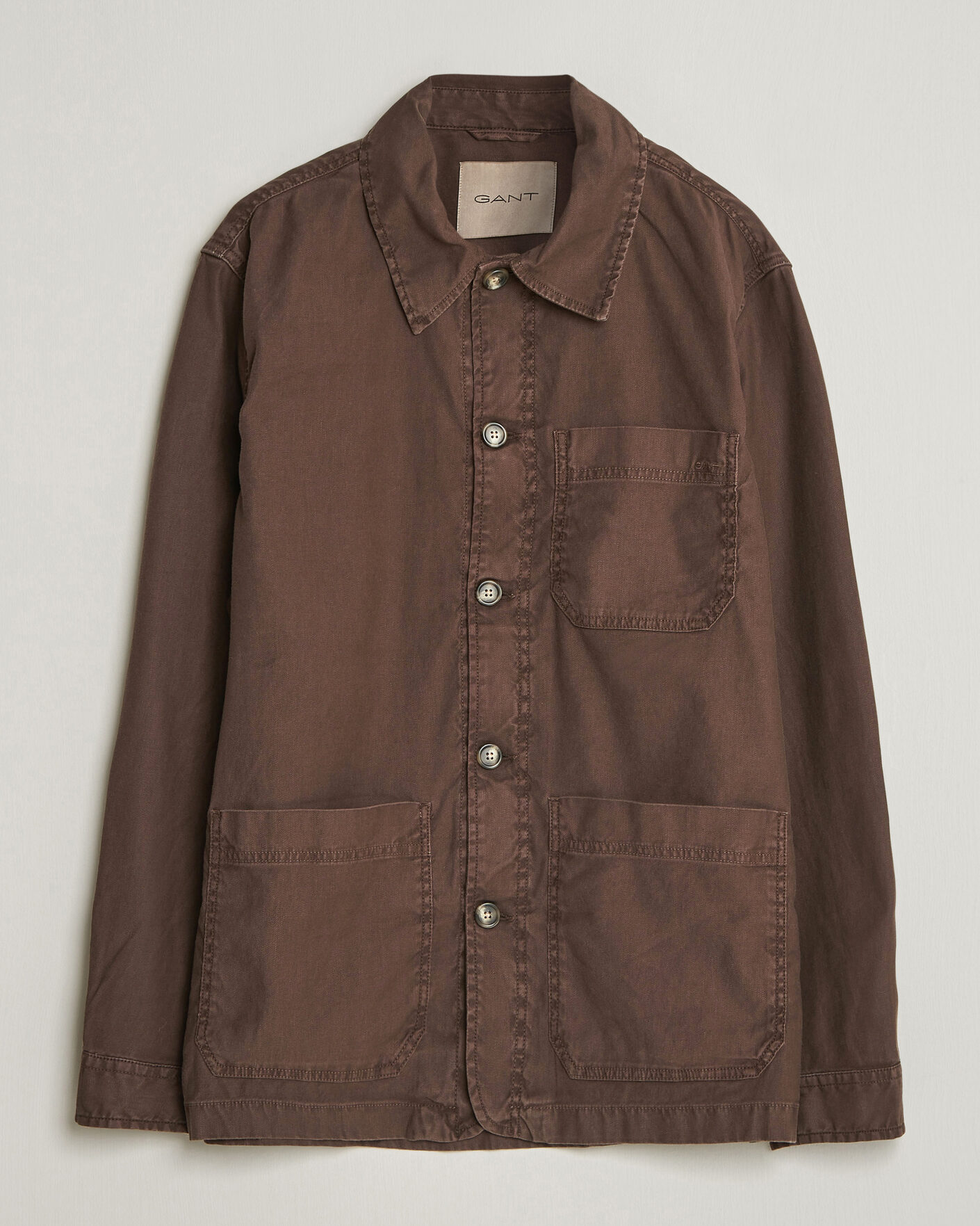 Herr | Skjortor | GANT | Regular Fit Cotton/Linen Overshirt Rich Brown