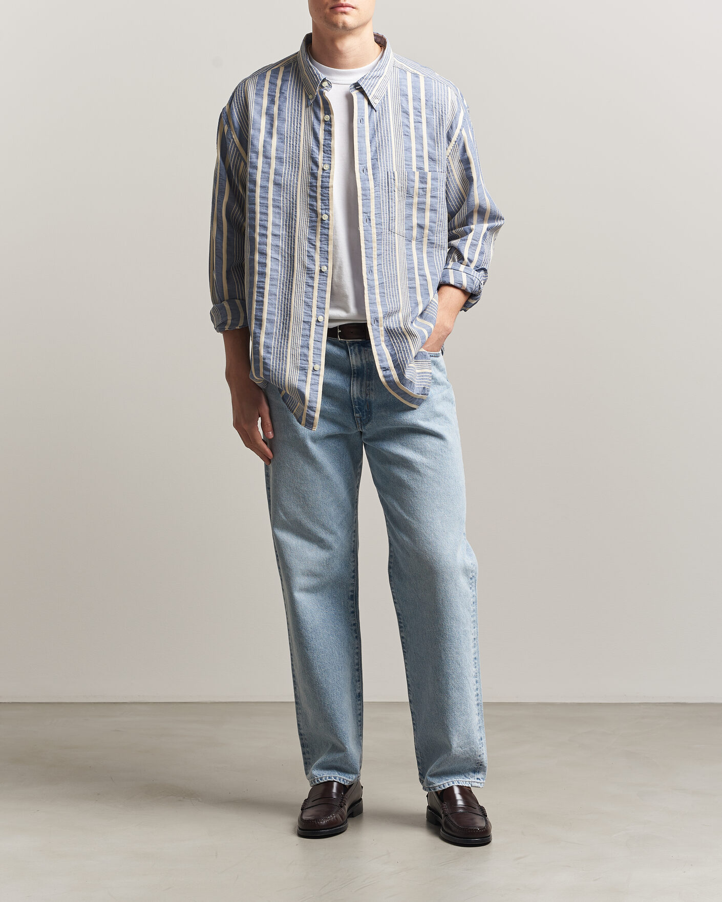 Herr | Skjortor | Gant | Relaxed Fit Seersucker Striped Shirt Vintage Blue