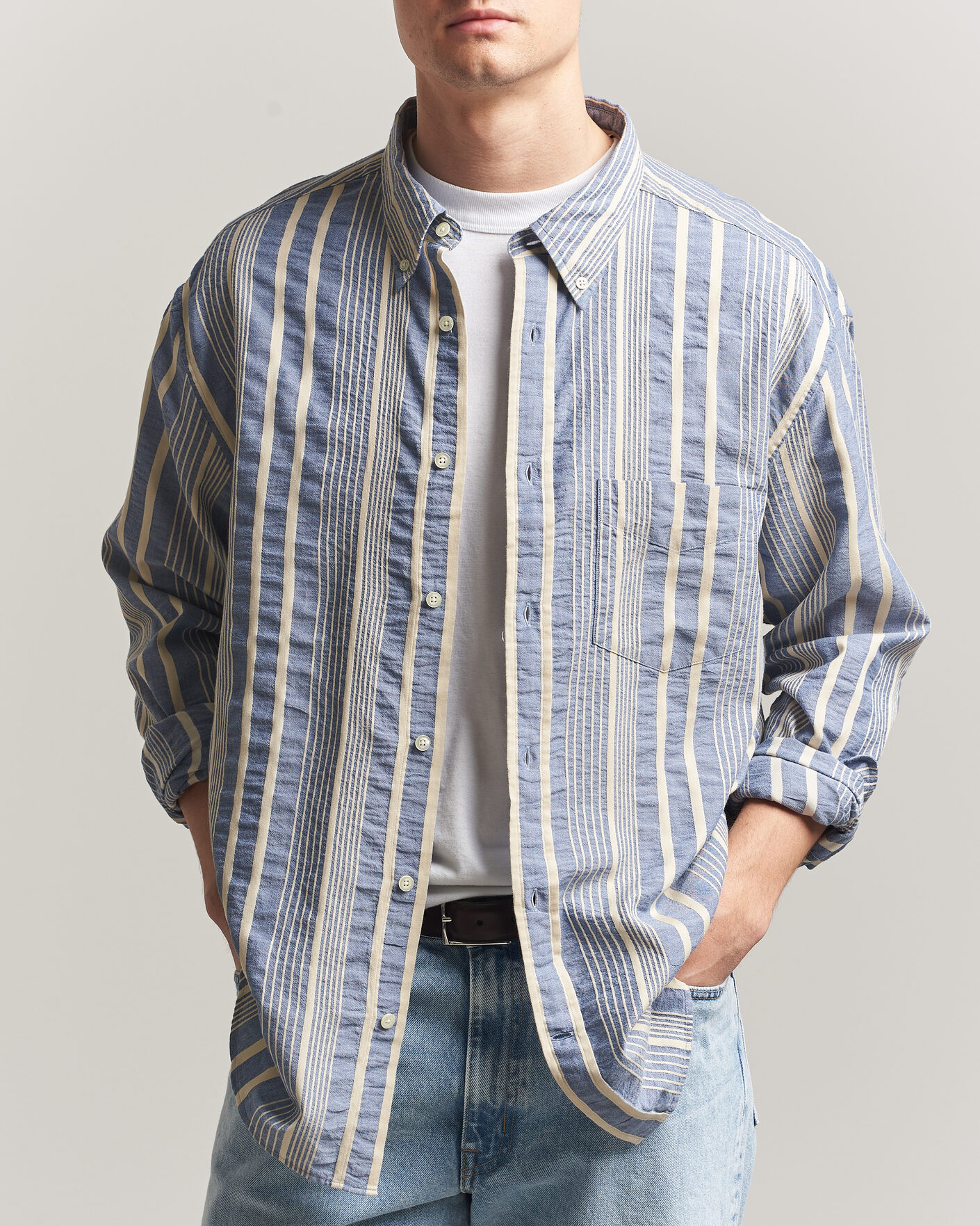 Herr | Skjortor | Gant | Relaxed Fit Seersucker Striped Shirt Vintage Blue