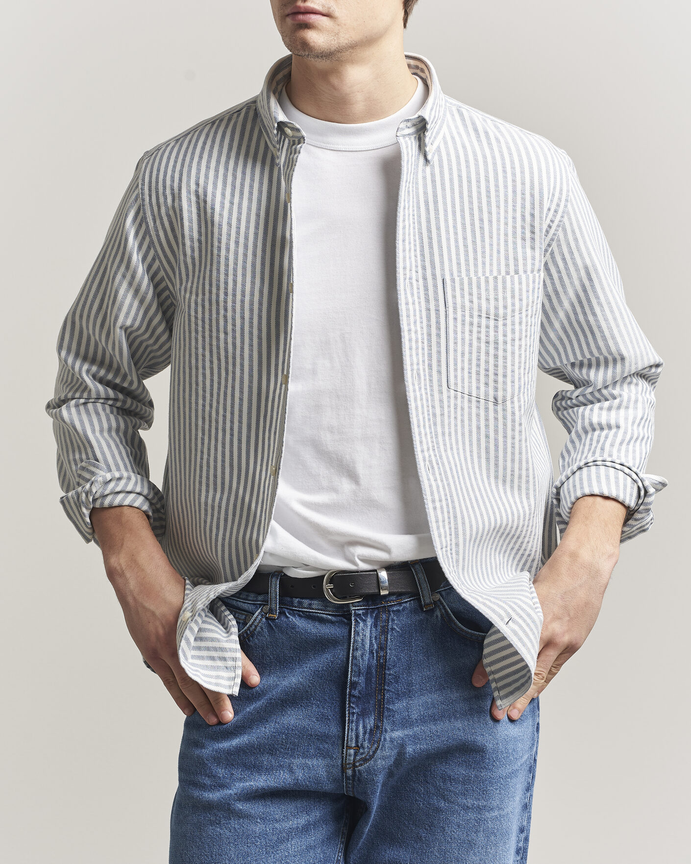 Herr | Skjortor | Gant | Regular Fit Textured Striped Shirt Vintage Blue