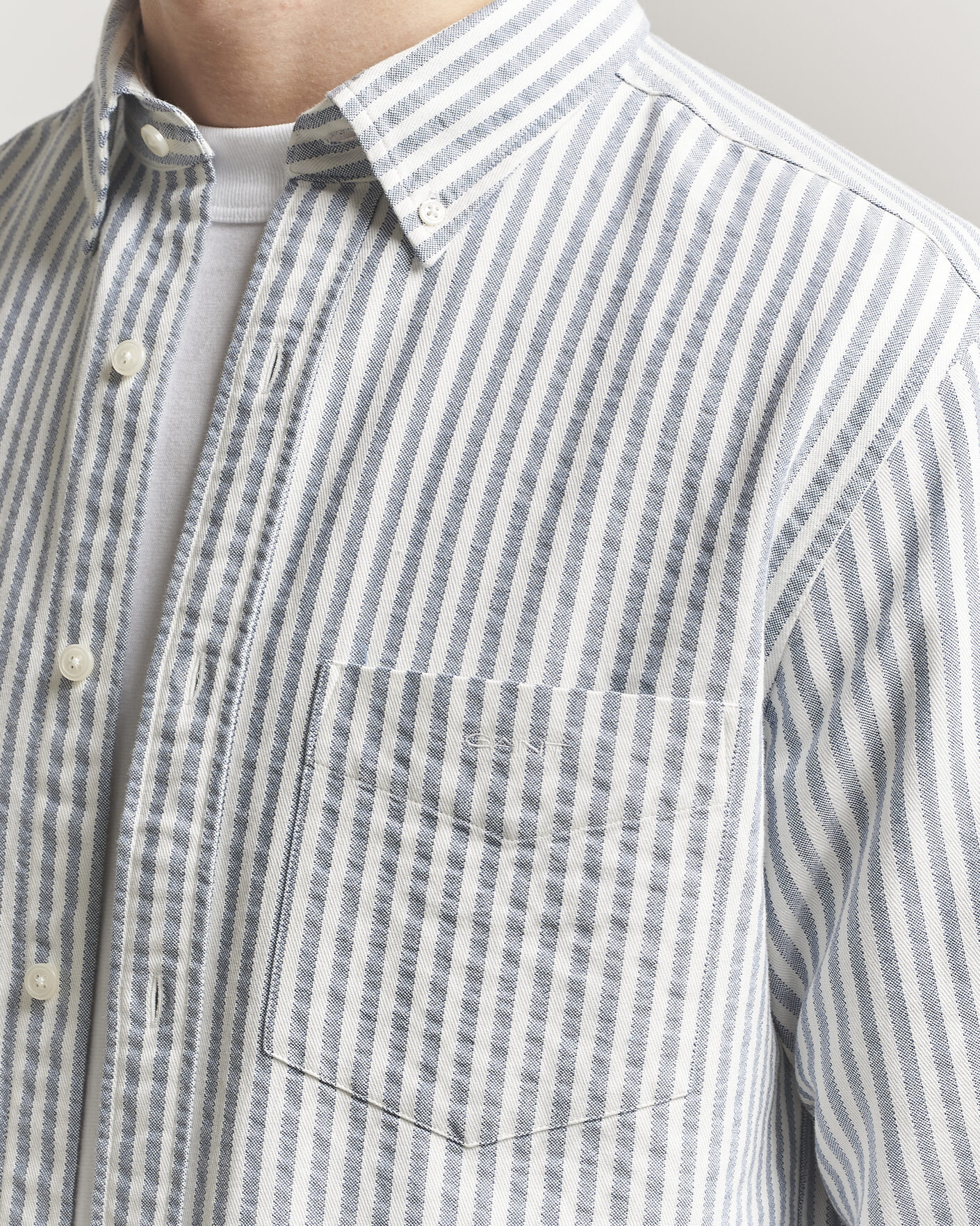 Herr | Skjortor | GANT | Regular Fit Textured Striped Shirt Vintage Blue