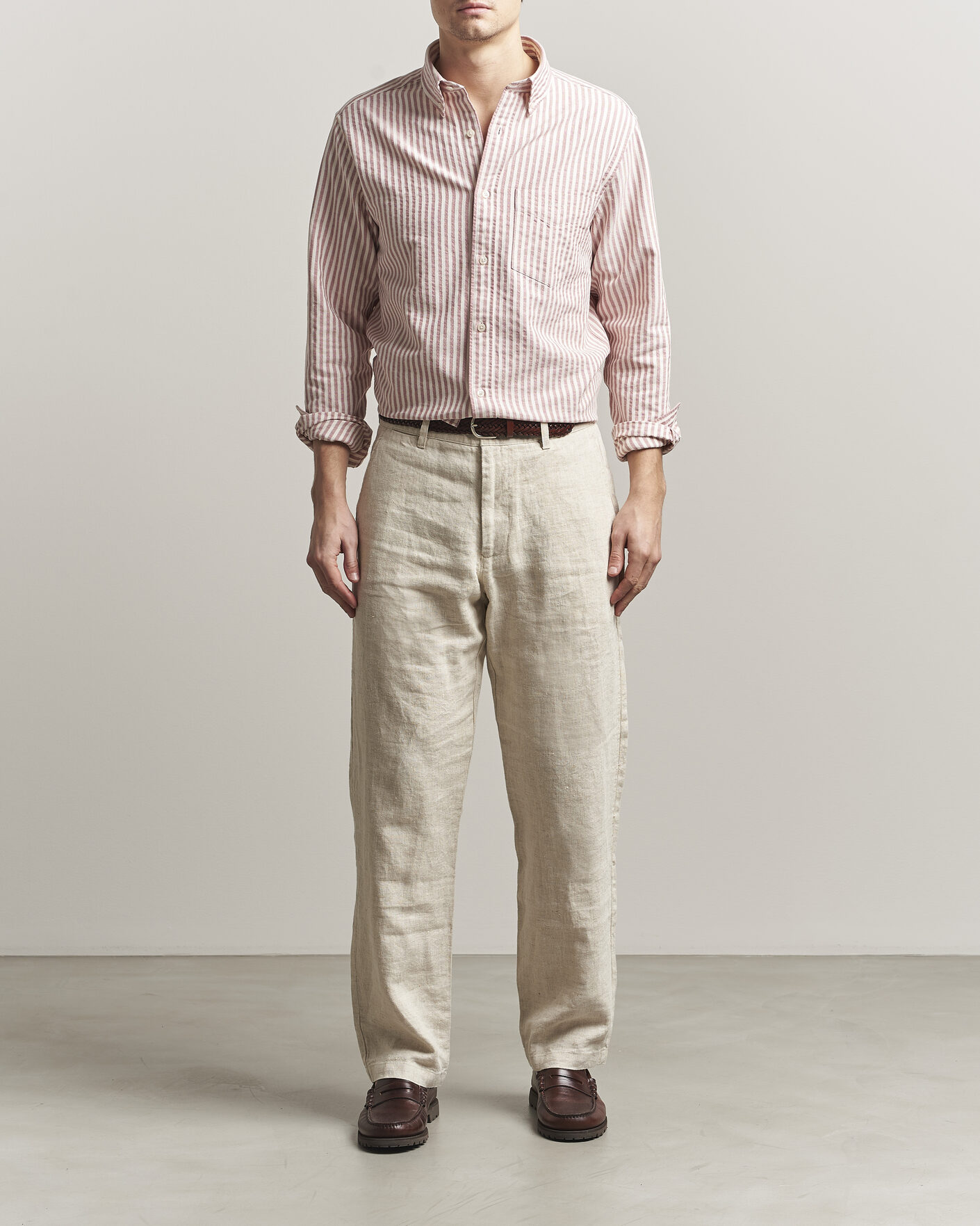 Herr | Skjortor | GANT | Regular Fit Textured Striped Shirt Rose Red
