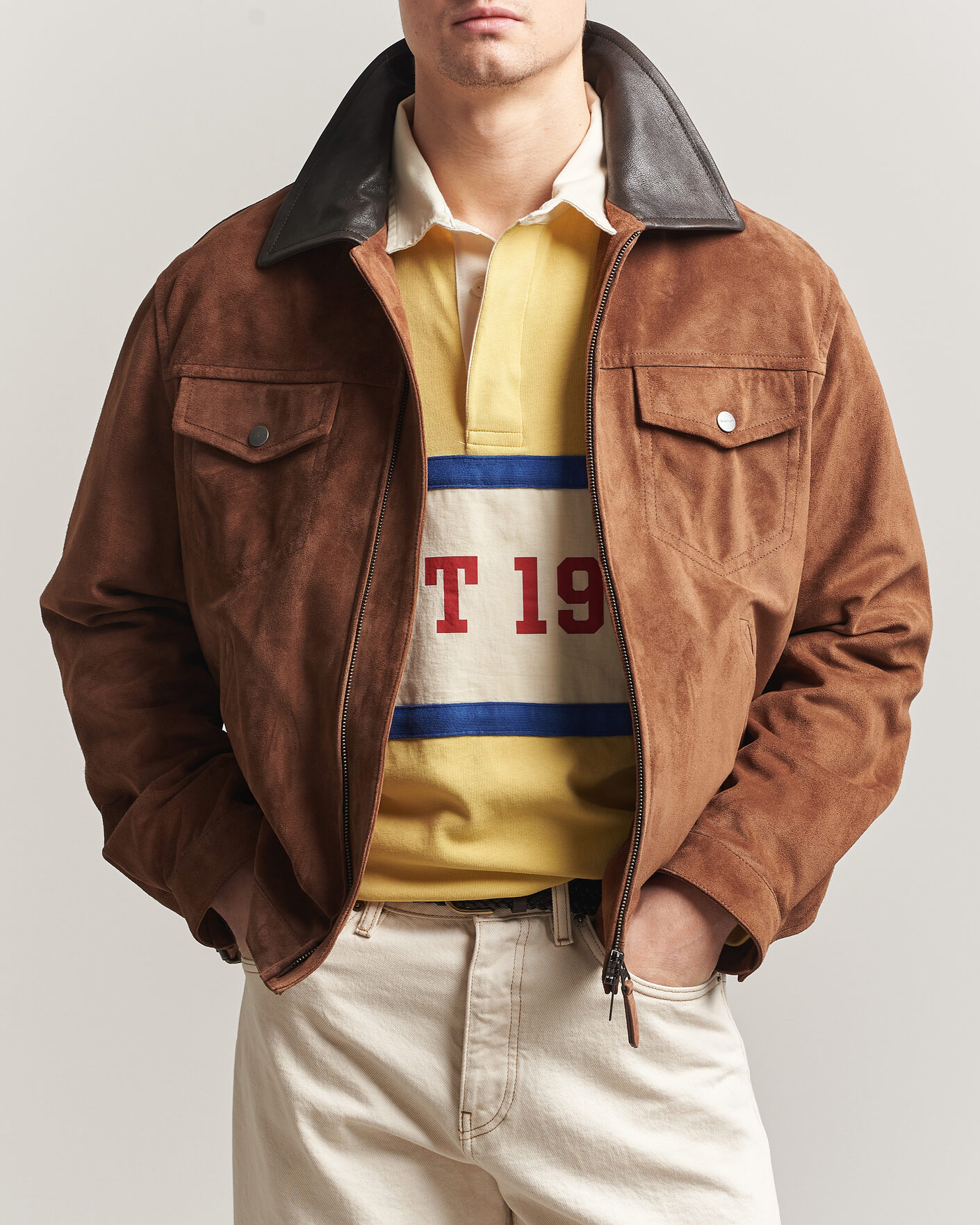 Herr | Jackor | GANT | Suede Jacket Mahogany Brown