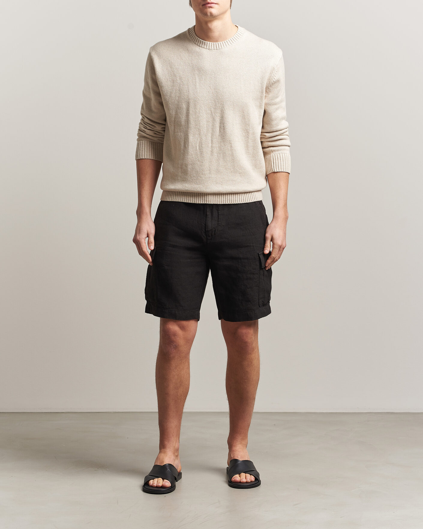 Herr | Shorts | Gant | Regular Fit Linen Cargo Shorts Ebony Black