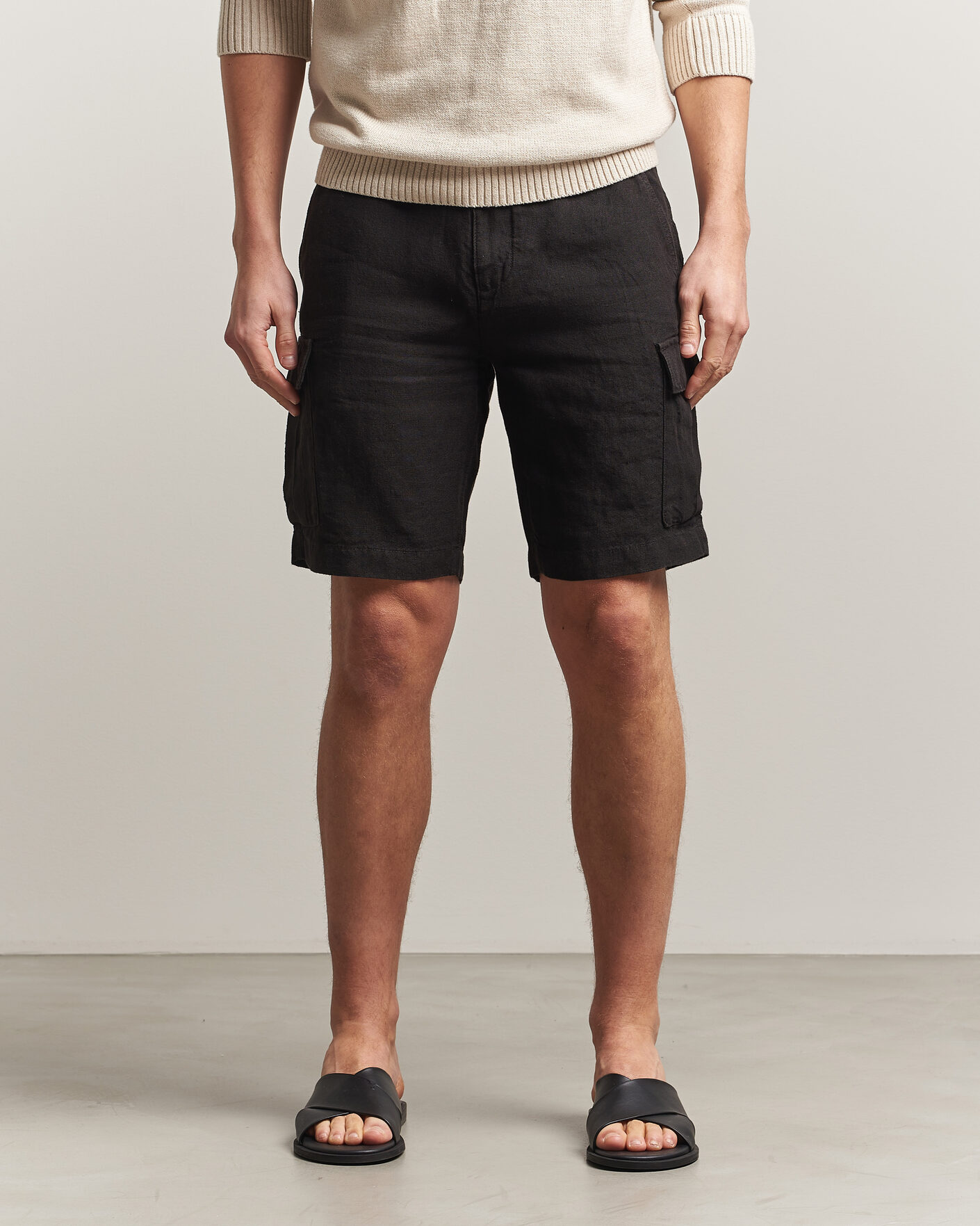 Herr | Shorts | Gant | Regular Fit Linen Cargo Shorts Ebony Black