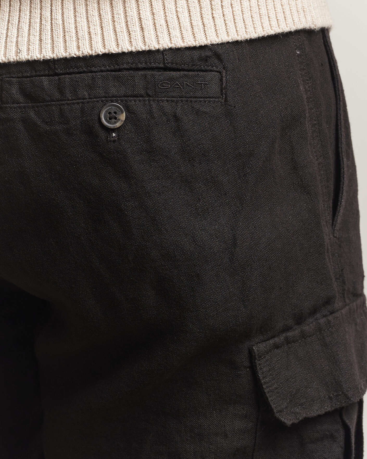 Herr | Shorts | Gant | Regular Fit Linen Cargo Shorts Ebony Black
