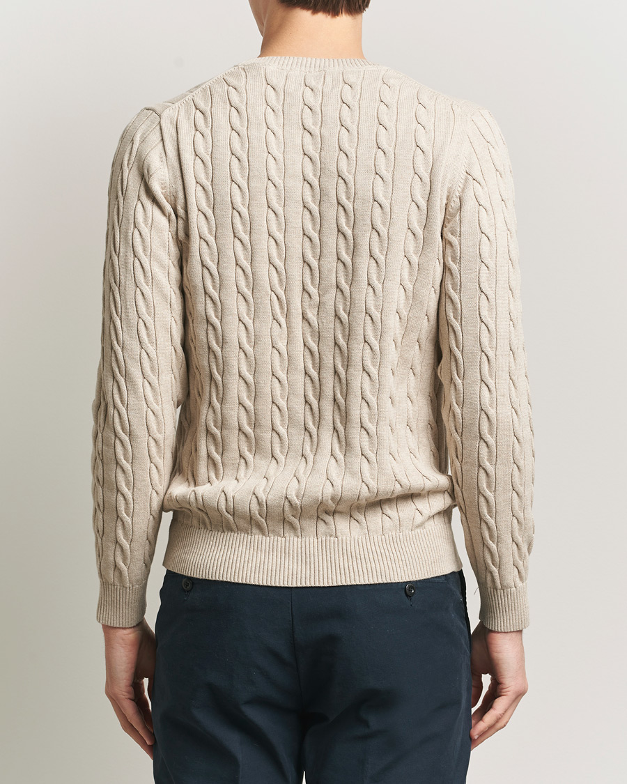 Herr | Tröjor | Gant | Cotton Cable Crew Neck Pullover Oat Melange