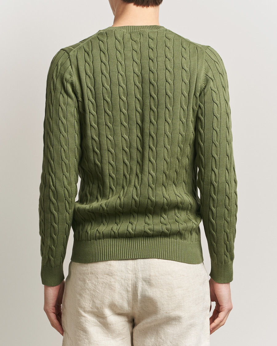 Herr | Tröjor | GANT | Cotton Cable Crew Neck Pullover Dry Herb Green