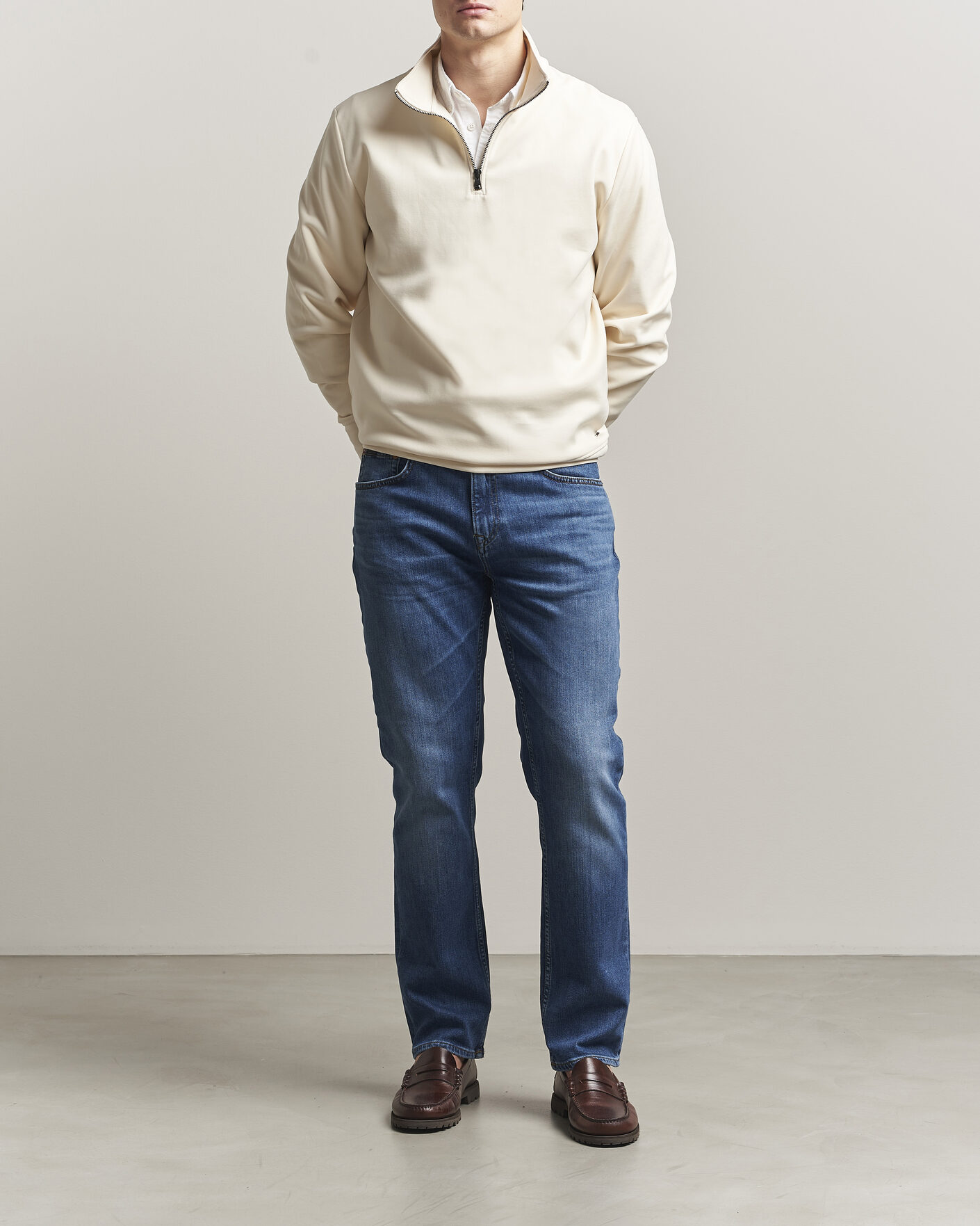 Herr | Tröjor | Gant | Interlock Half Zip Creamed White