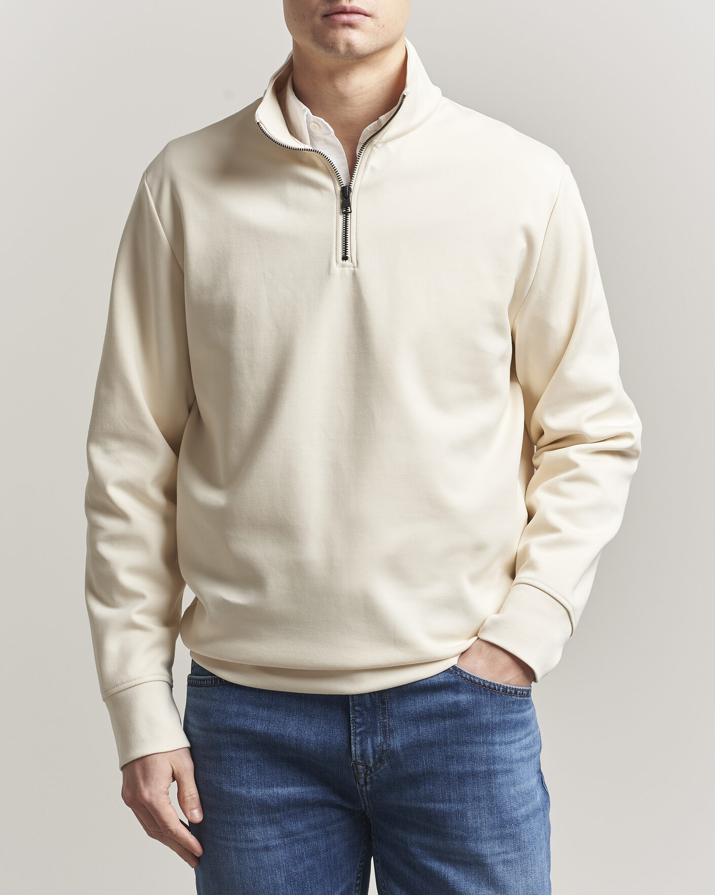 Herr | Tröjor | Gant | Interlock Half Zip Creamed White