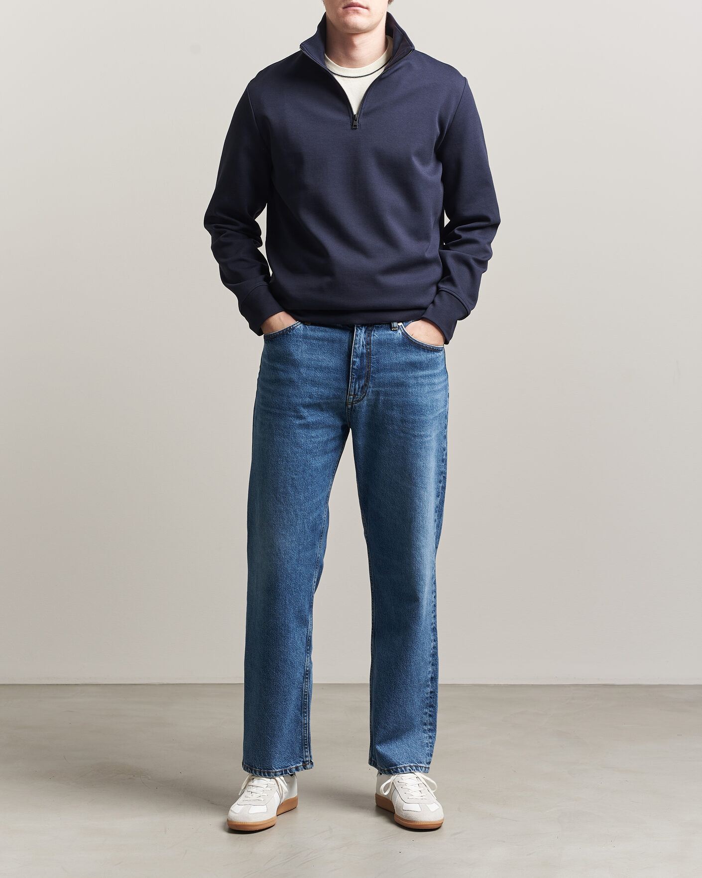Herr | Tröjor | GANT | Interlock Half Zip Evening Blue