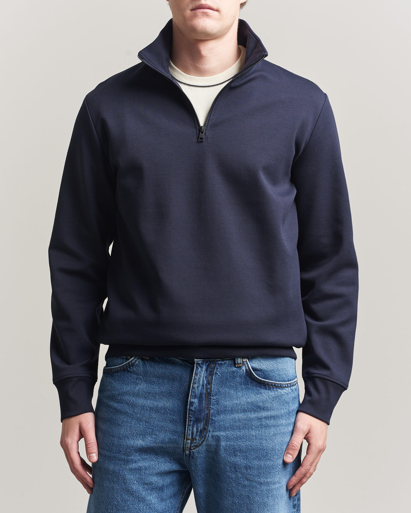 Herr | Tröjor | Gant | Interlock Half Zip Evening Blue