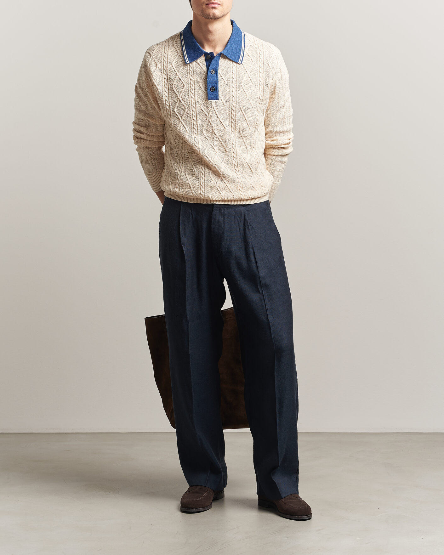 Herr | Tröjor | GANT | Linen/Cotton Knitted Polo Creamed White