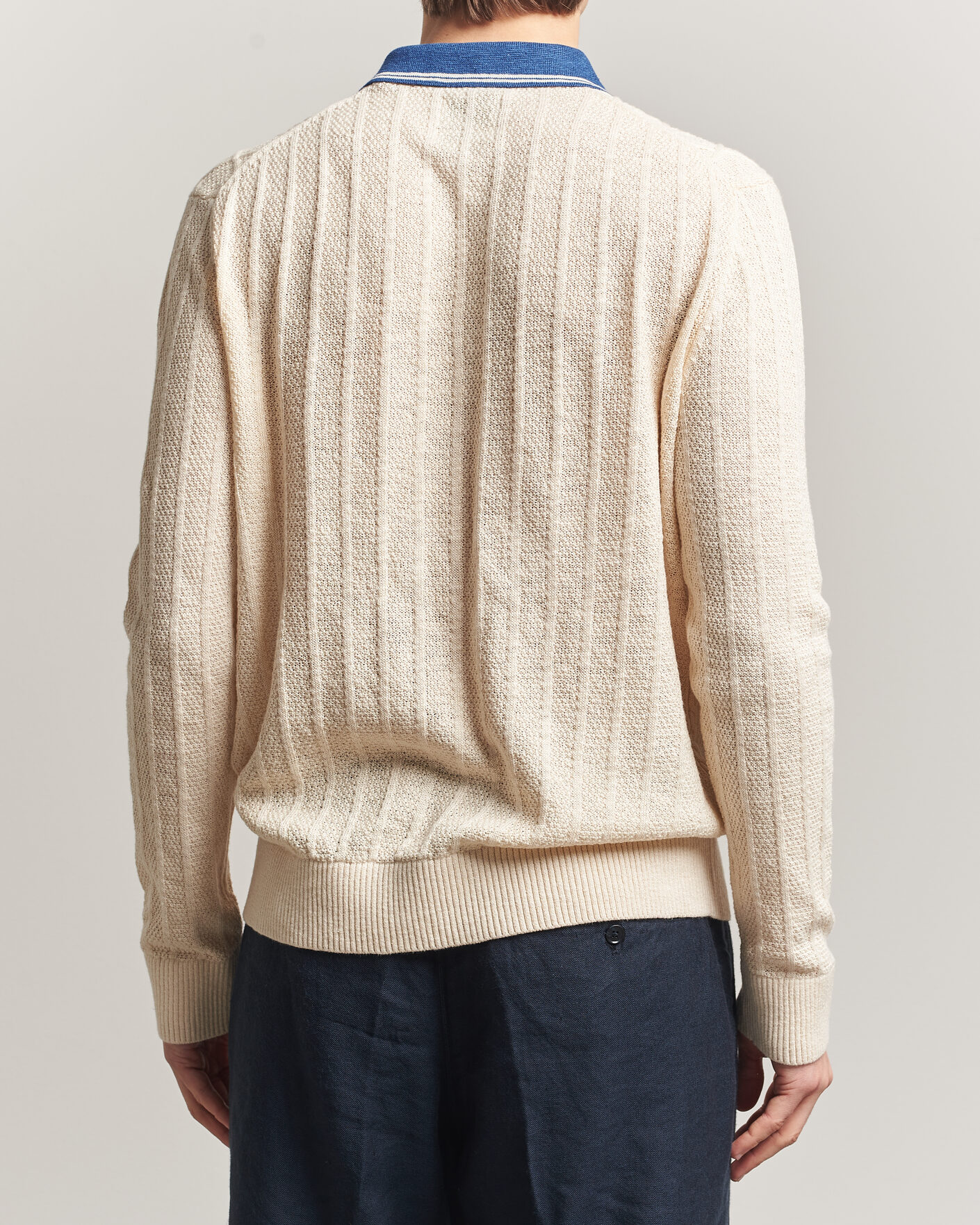 Herr | Tröjor | GANT | Linen/Cotton Knitted Polo Creamed White