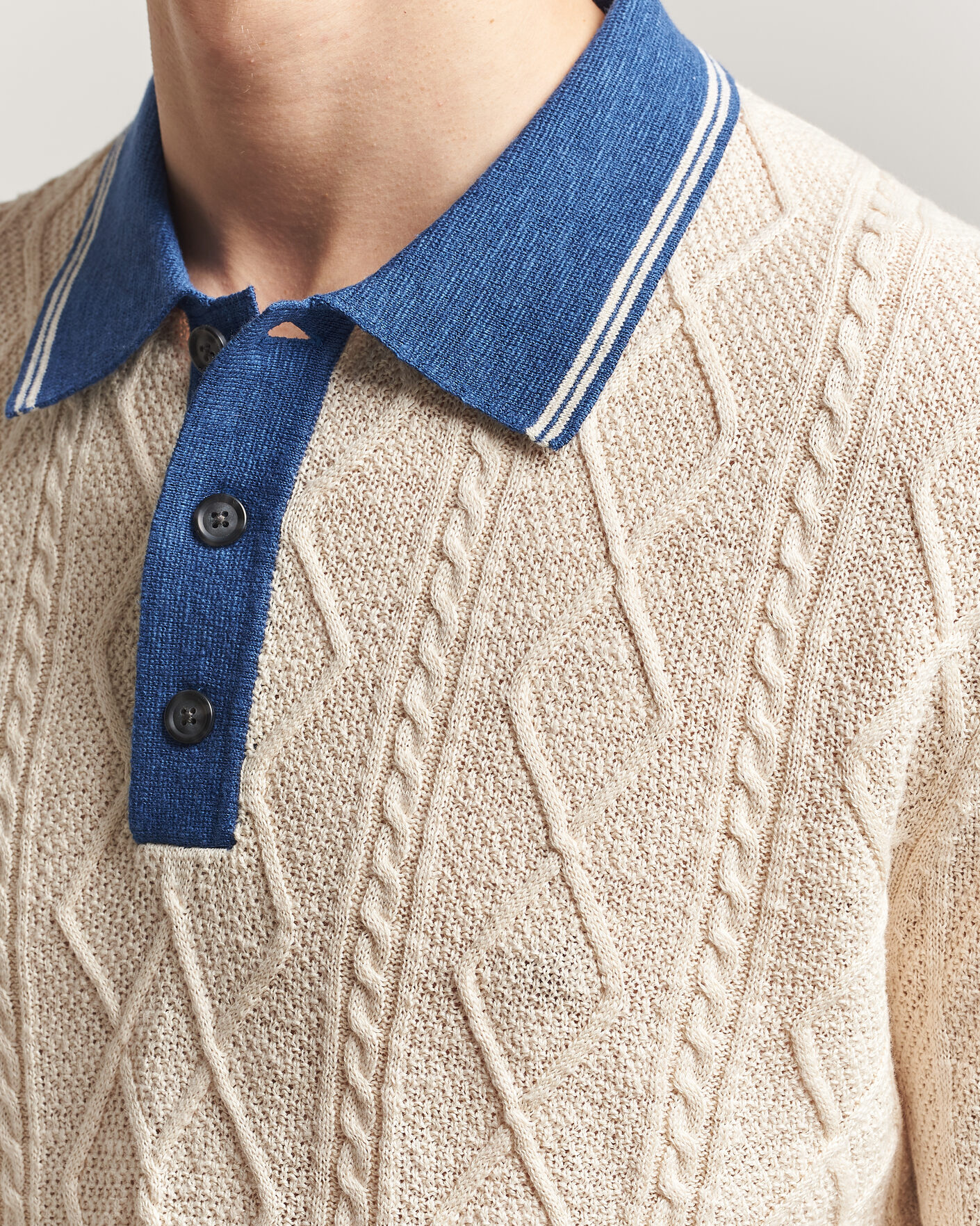 Herr | Tröjor | Gant | Linen/Cotton Knitted Polo Creamed White